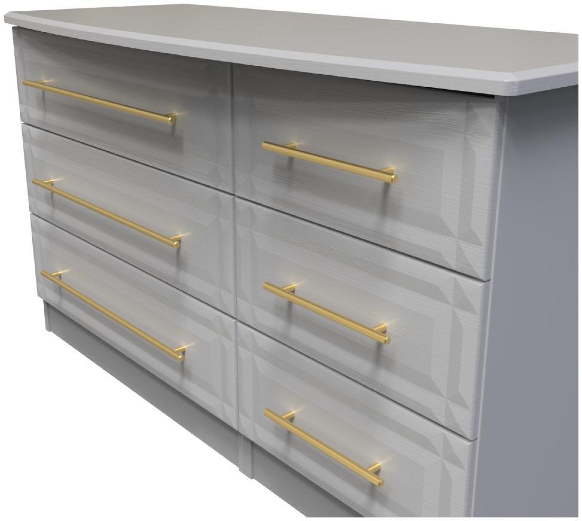 Product photograph of Faye Grey Ash 6 Drawer Midi Dresser from Choice Furniture Superstore.