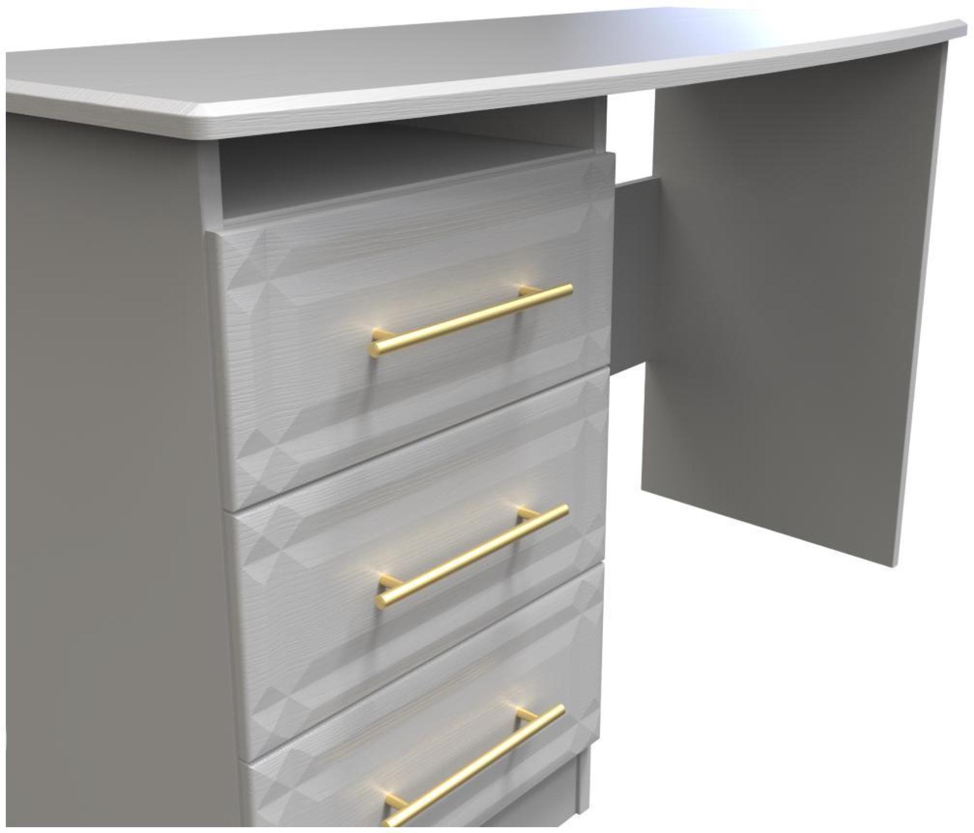 Product photograph of Faye Grey Ash 3 Drawer Desk from Choice Furniture Superstore.