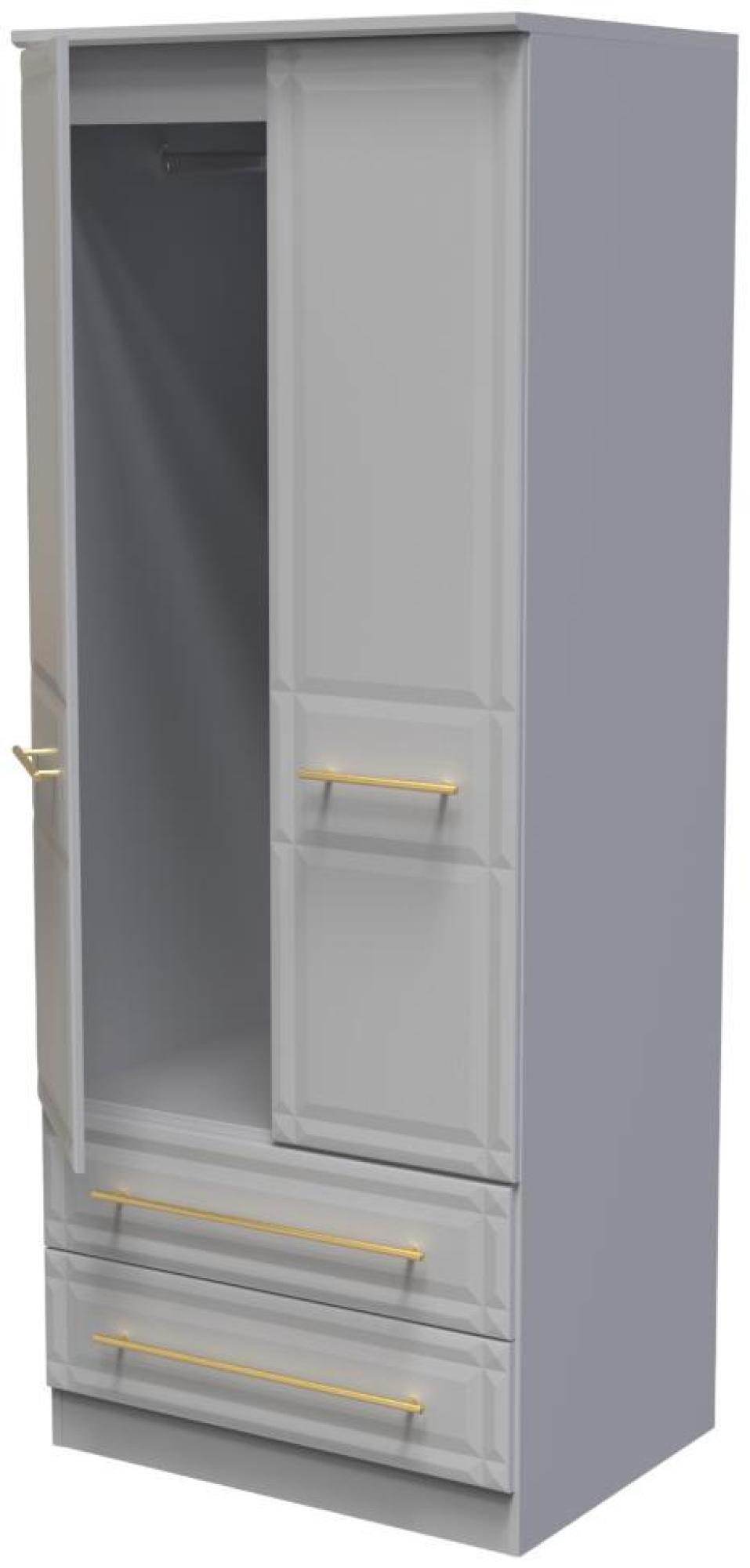 Product photograph of Faye Grey Ash 2 Door 2 Drawer Double Wardrobe from Choice Furniture Superstore.