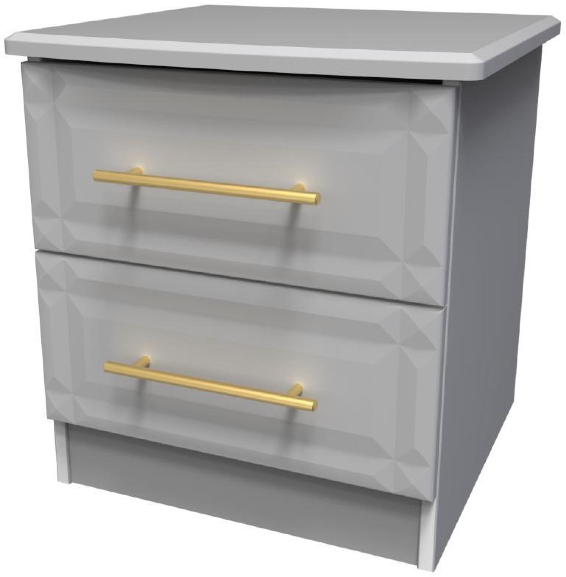 Product photograph of Faye Grey 2 Drawer Bedside Cabinet from Choice Furniture Superstore.