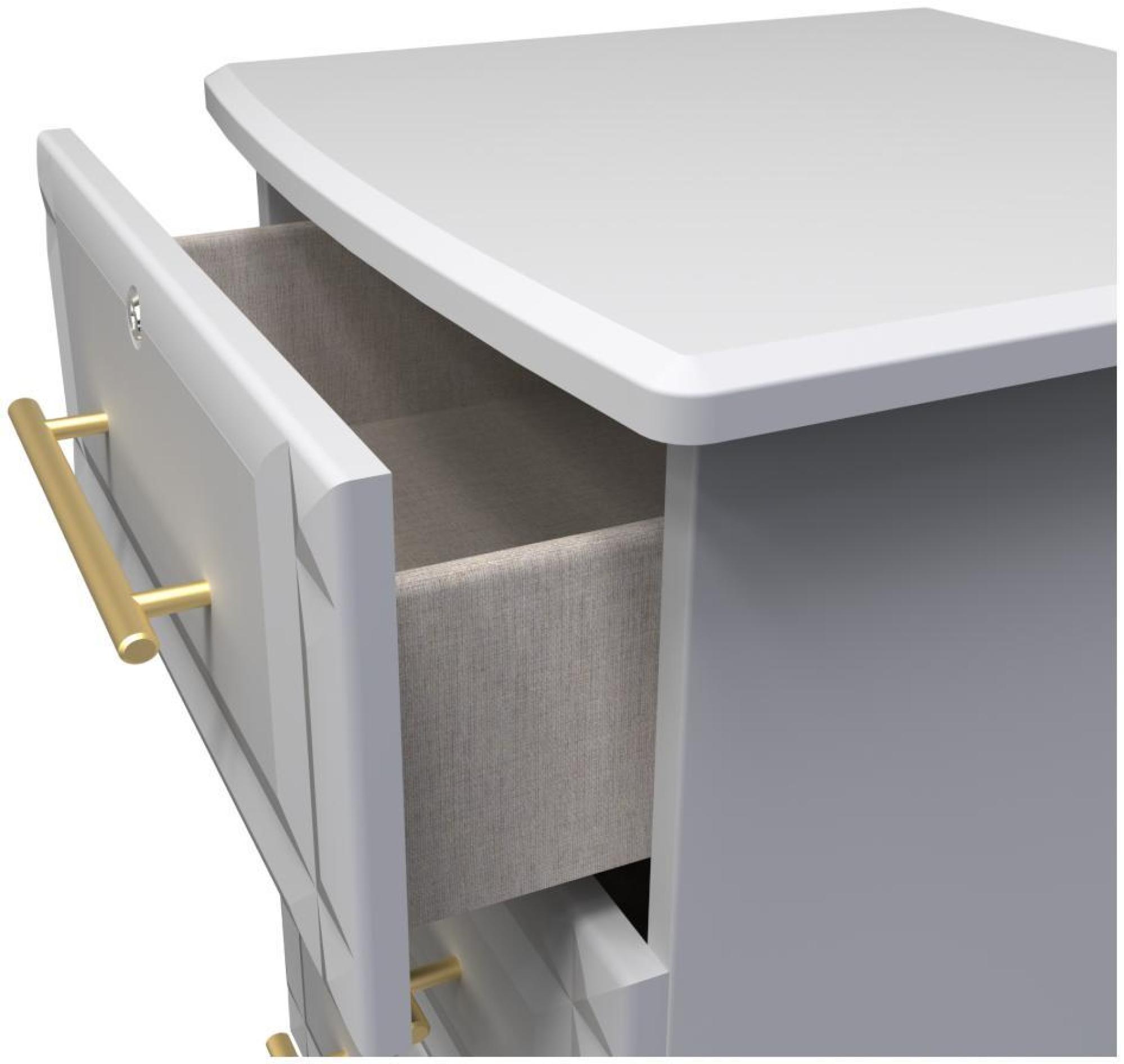 Product photograph of Faye Grey 3 Drawer Bedside Cabinet With Lock from Choice Furniture Superstore.