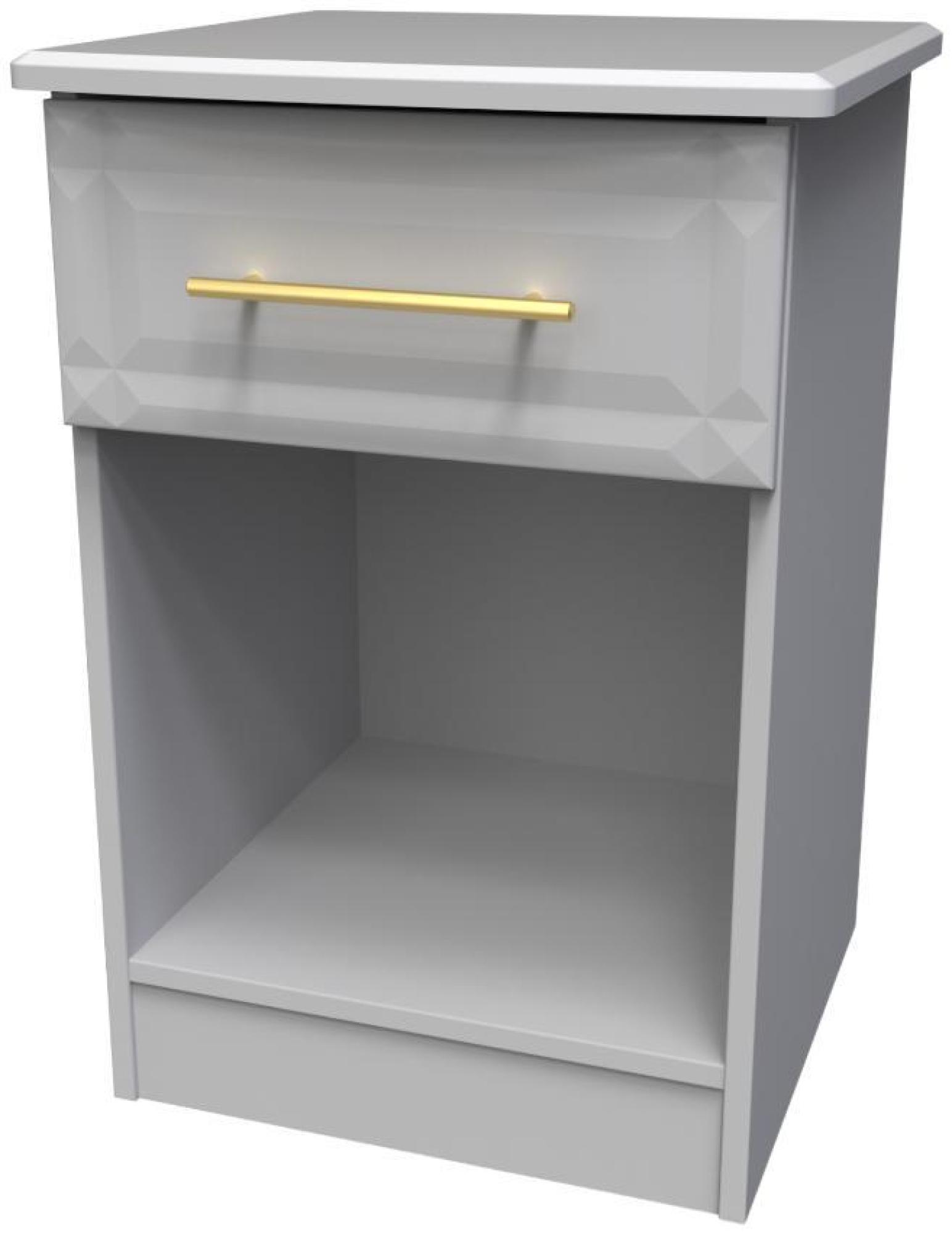 Product photograph of Faye Grey 1 Drawer Bedside Cabinet from Choice Furniture Superstore.