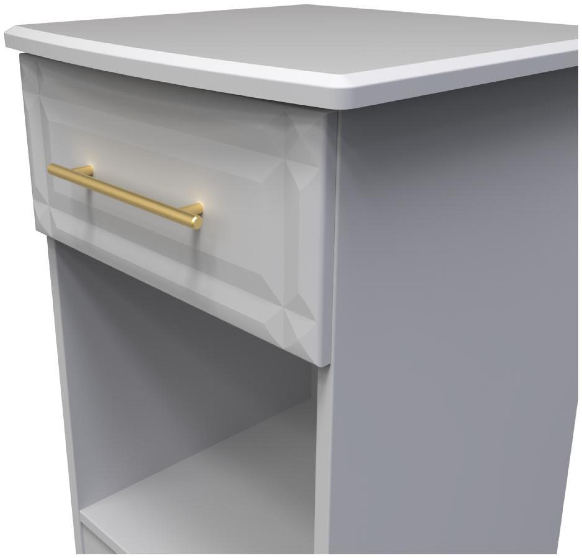 Product photograph of Faye Grey 1 Drawer Bedside Cabinet from Choice Furniture Superstore.