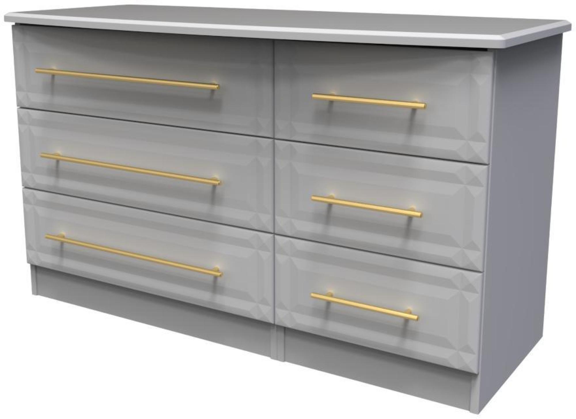 Product photograph of Faye Grey 6 Drawer Midi Dresser from Choice Furniture Superstore.