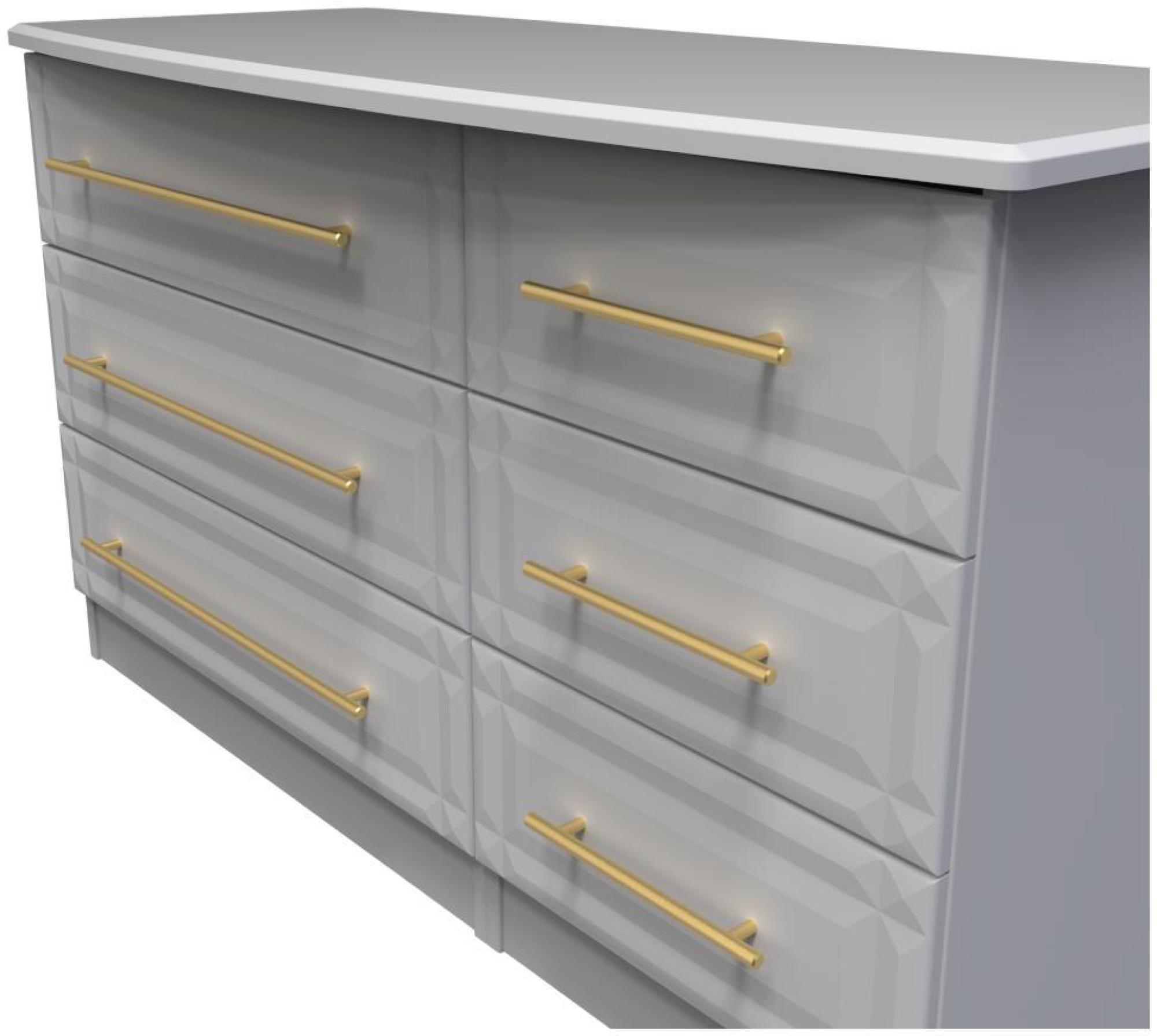 Product photograph of Faye Grey 6 Drawer Midi Dresser from Choice Furniture Superstore.