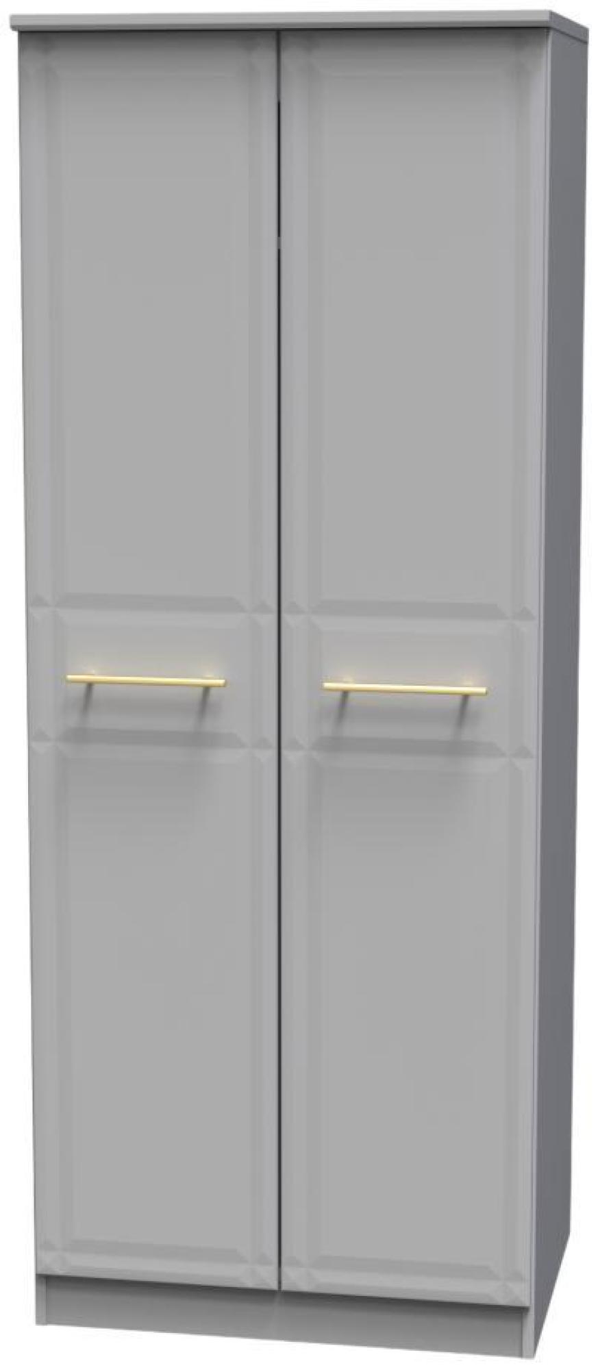 Product photograph of Faye Grey 2 Door Plain Tall Wardrobe from Choice Furniture Superstore.