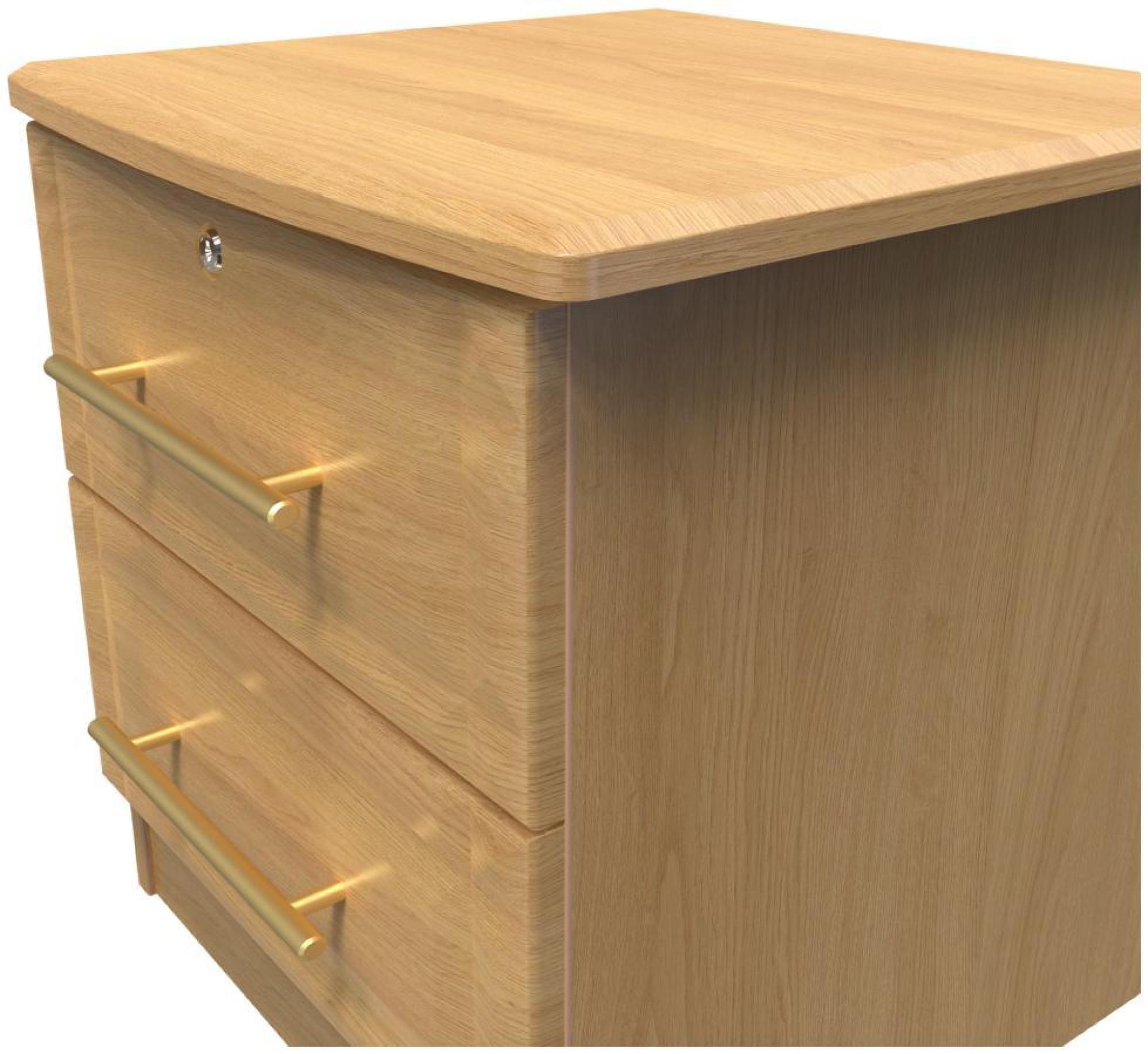 Product photograph of Faye Oak Effect 2 Drawer Bedside Cabinet With Lock from Choice Furniture Superstore.
