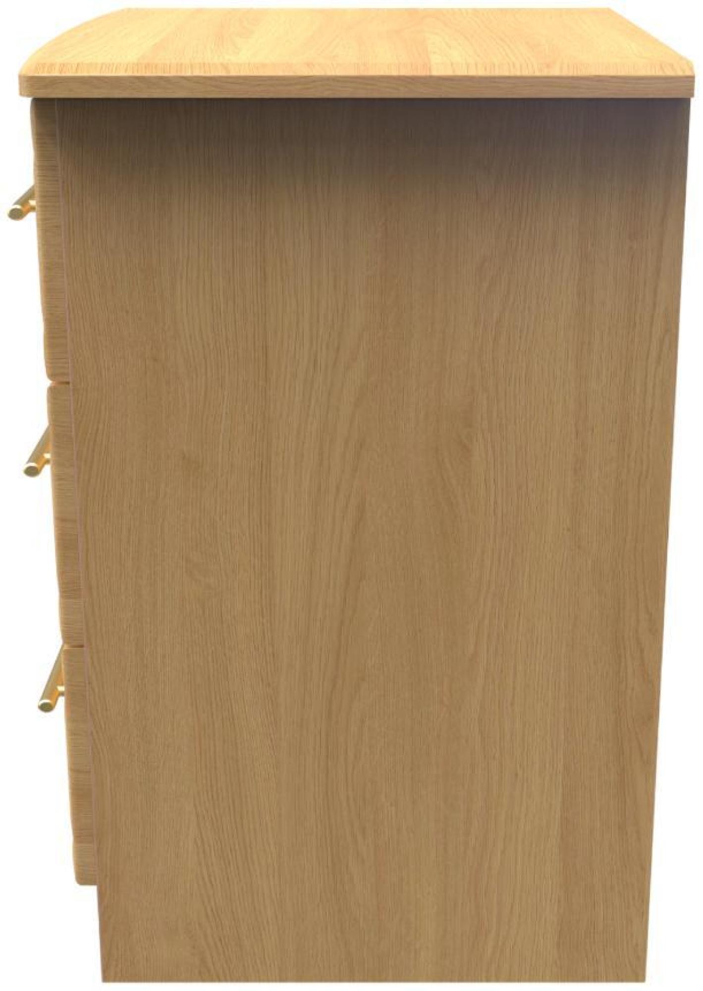 Product photograph of Faye Oak Effect 3 Drawer Beside Cabinet from Choice Furniture Superstore.