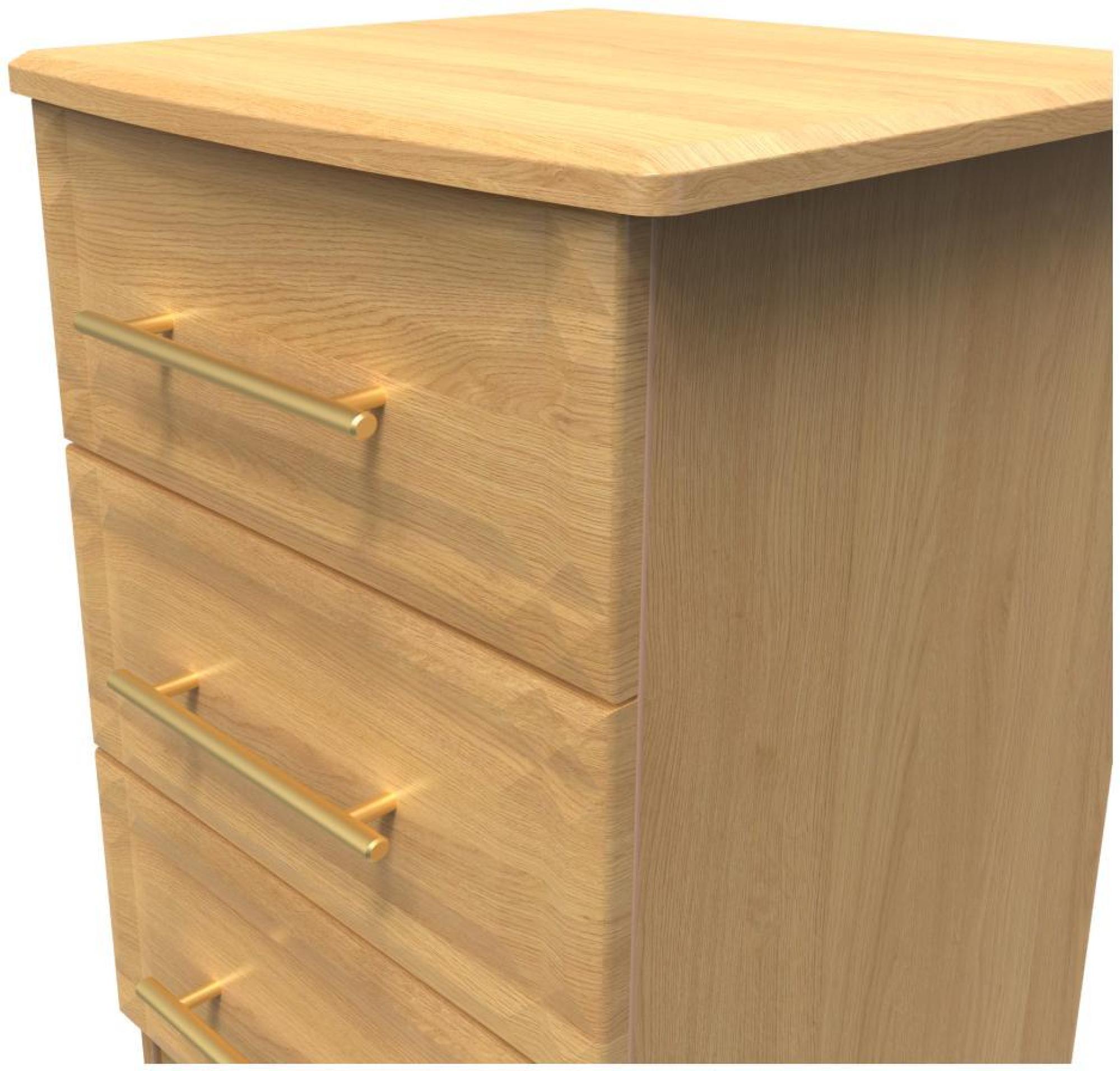 Product photograph of Faye Oak Effect 3 Drawer Beside Cabinet from Choice Furniture Superstore.