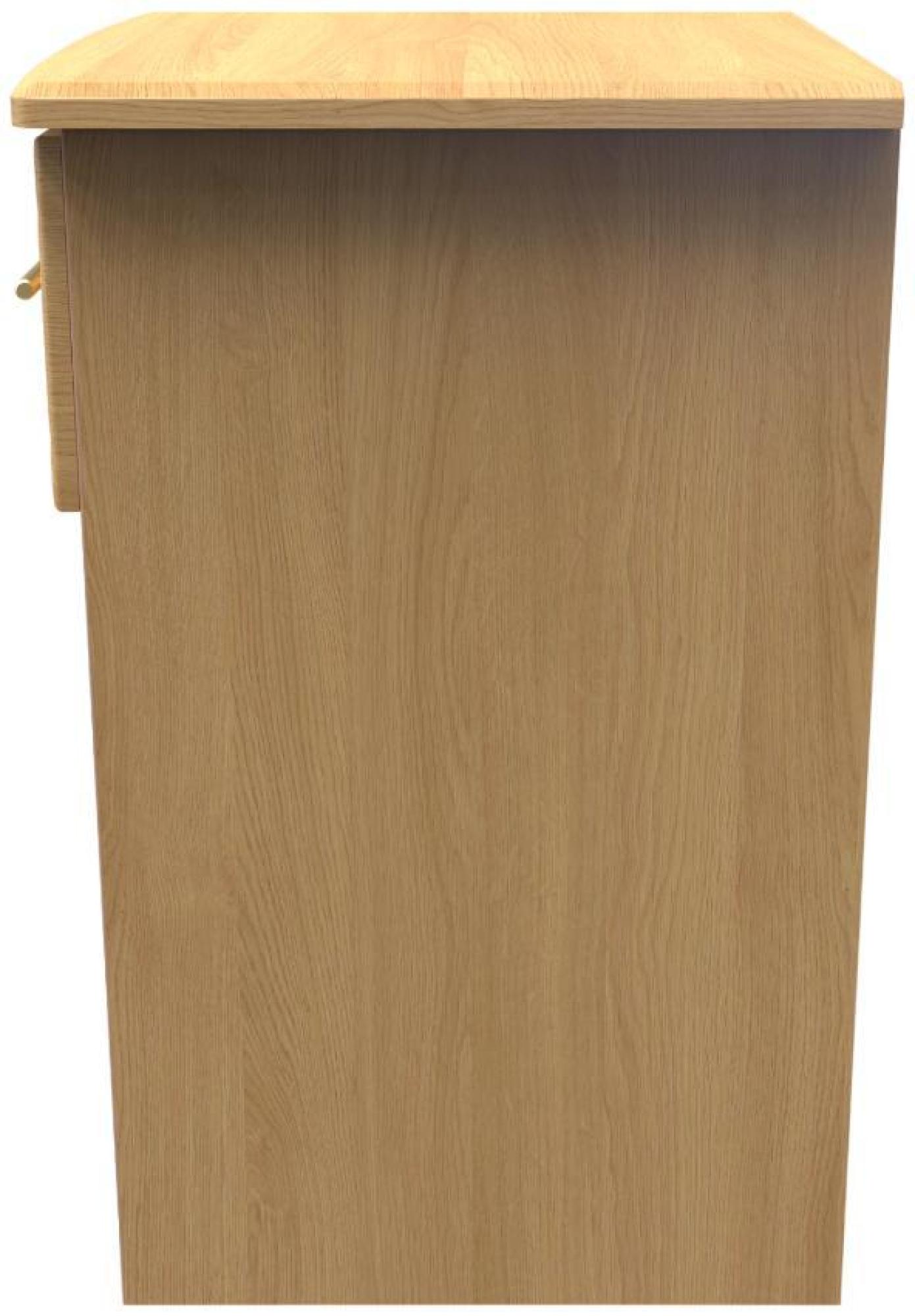 Product photograph of Faye Oak Effect 1 Drawer Bedside Cabinet from Choice Furniture Superstore.