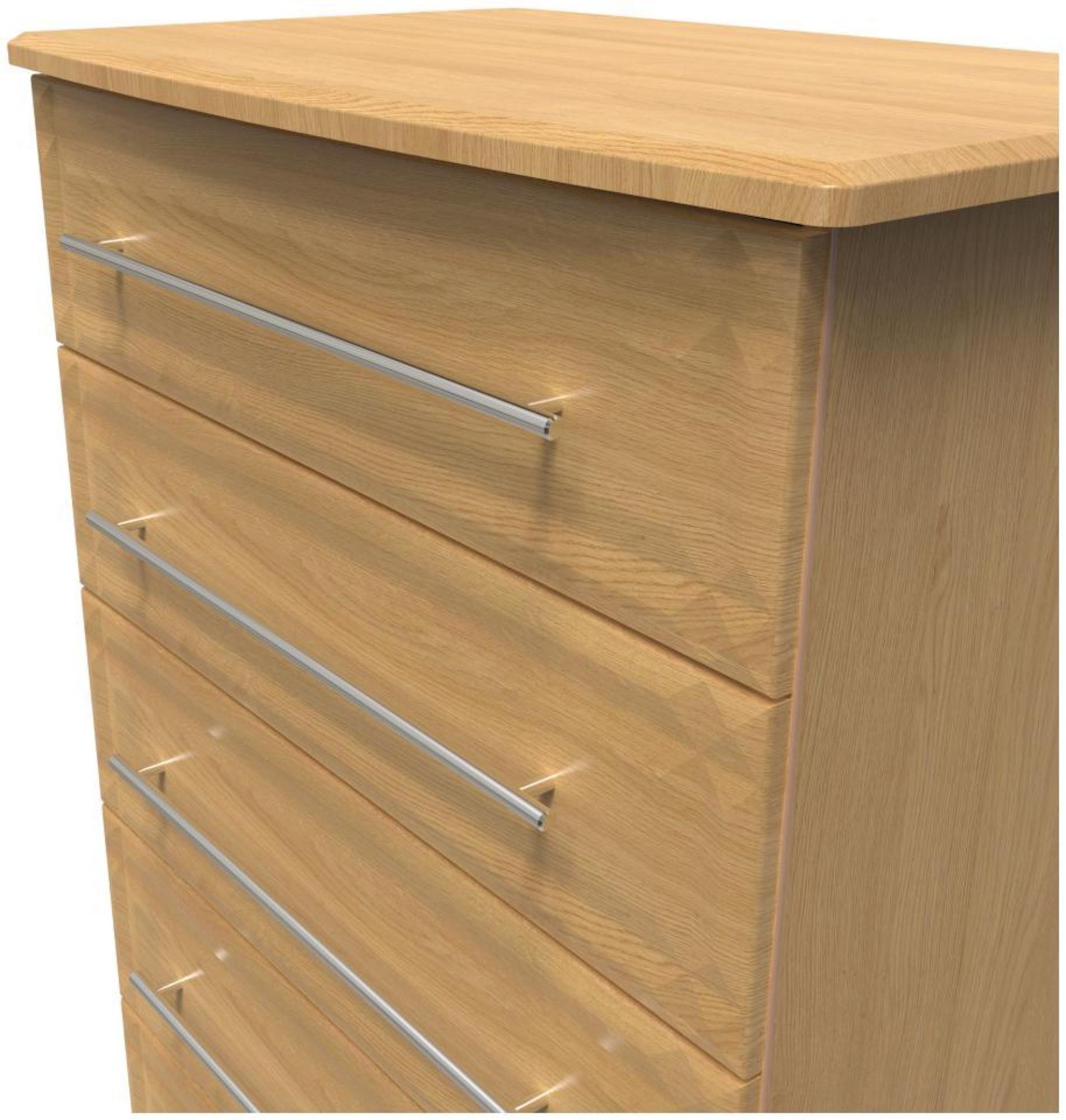 Product photograph of Faye Oak Effect 5 Drawer Chest from Choice Furniture Superstore.