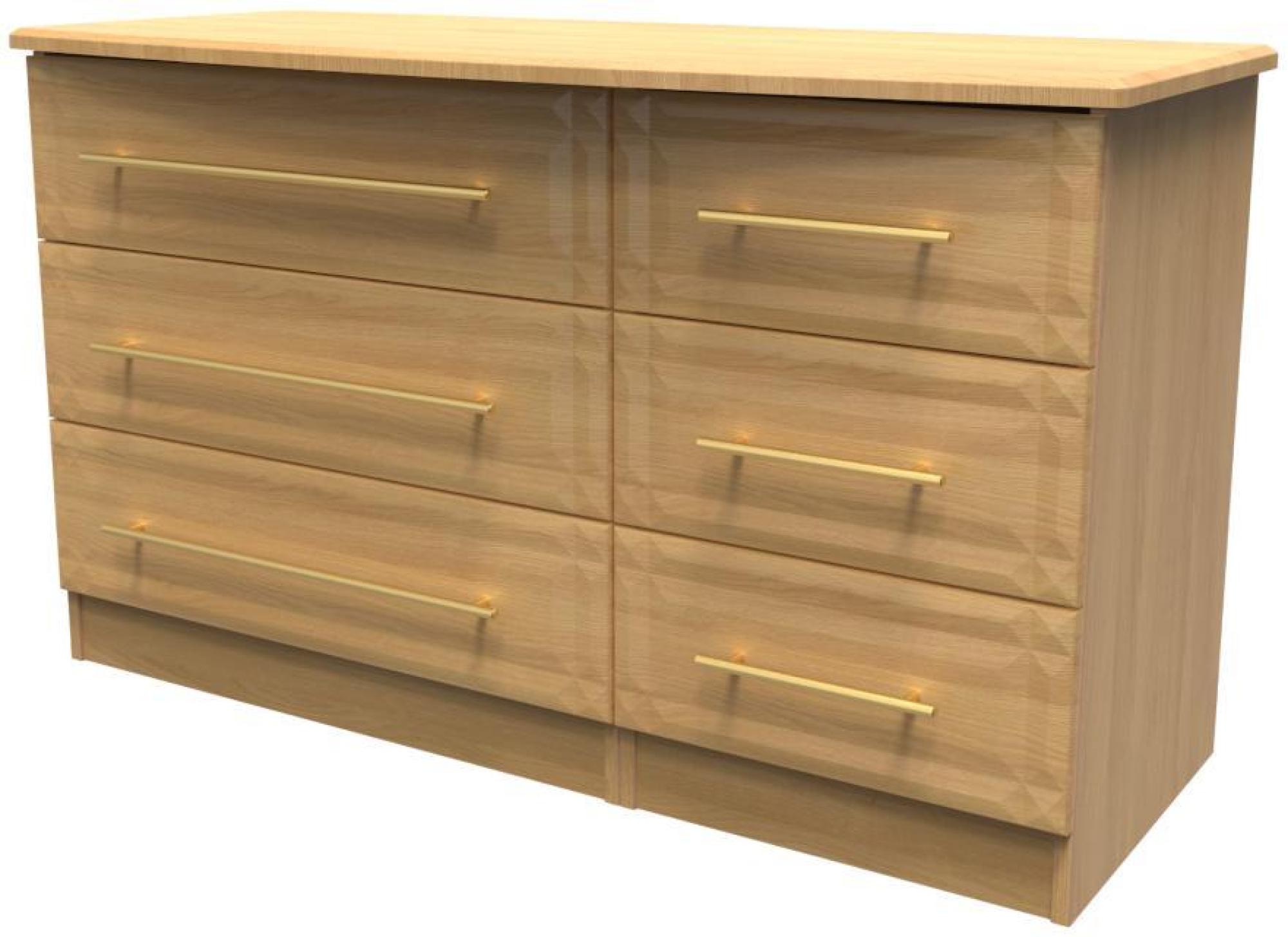 Product photograph of Faye Oak Effect 6 Drawer Midi Dresser from Choice Furniture Superstore.