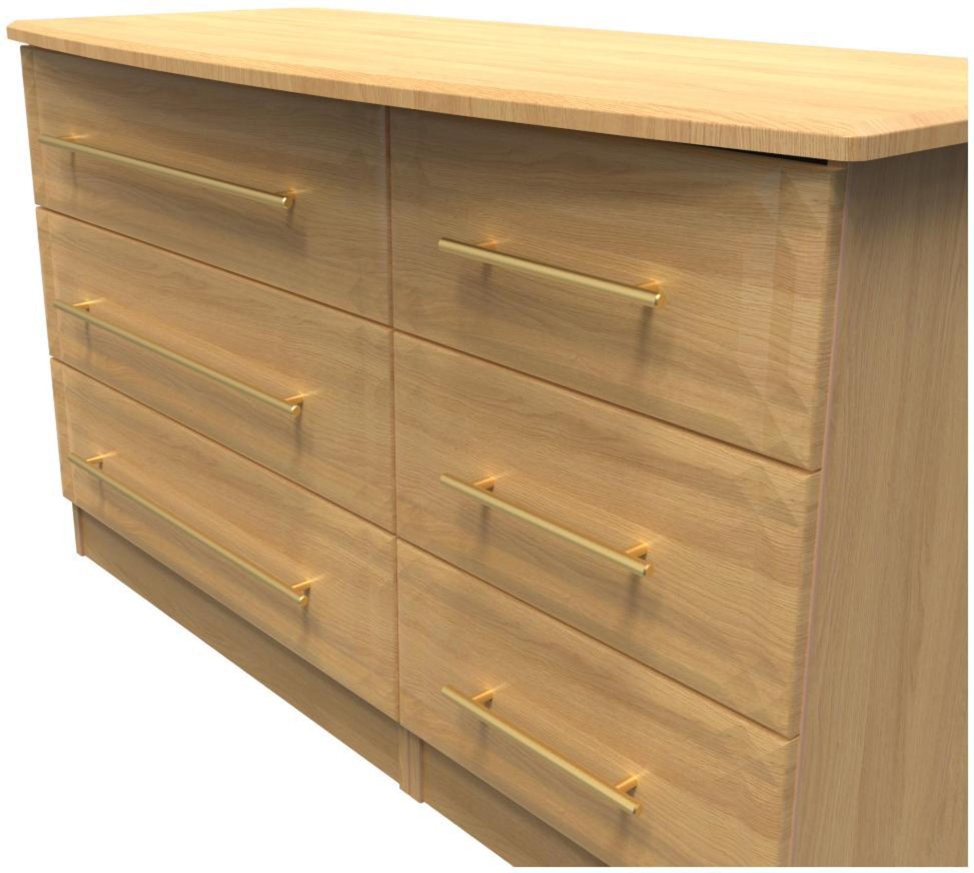 Product photograph of Faye Oak Effect 6 Drawer Midi Dresser from Choice Furniture Superstore.