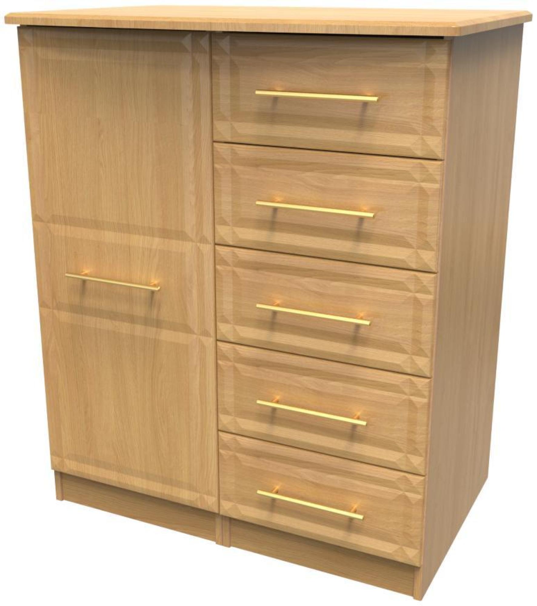 Product photograph of Faye Oak Effect 1 Door Midi Wardrobe from Choice Furniture Superstore.