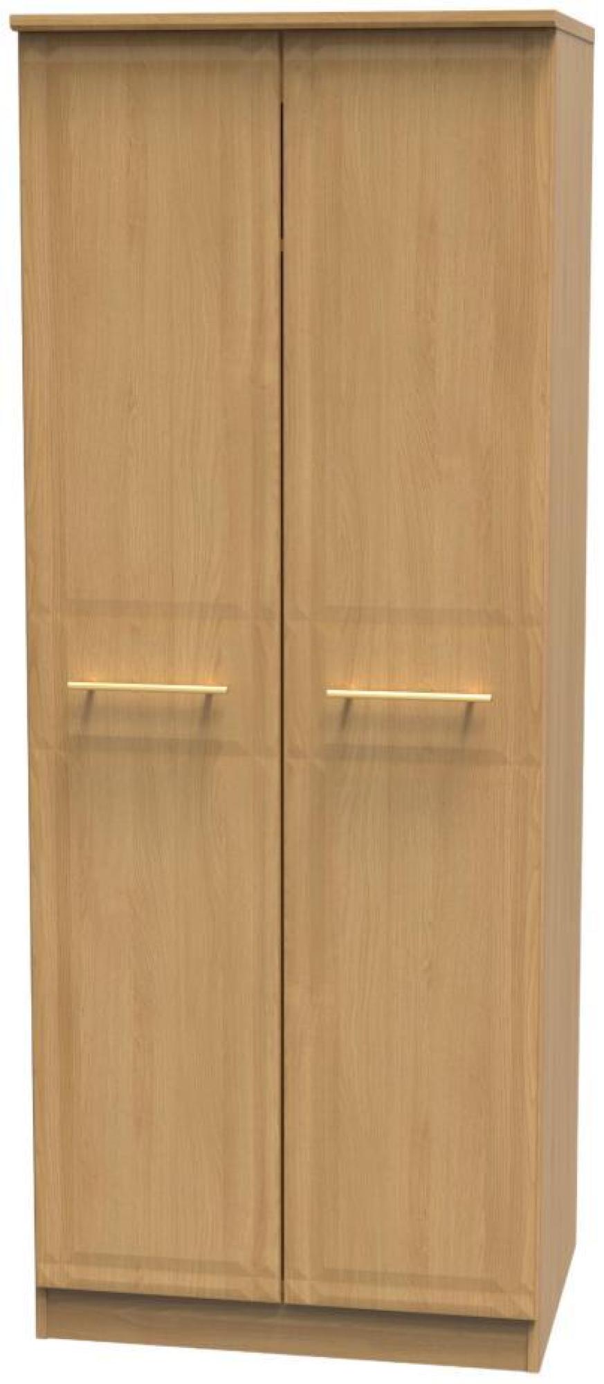 Product photograph of Faye Oak Effect 2 Door Plain Tall Wardrobe from Choice Furniture Superstore.