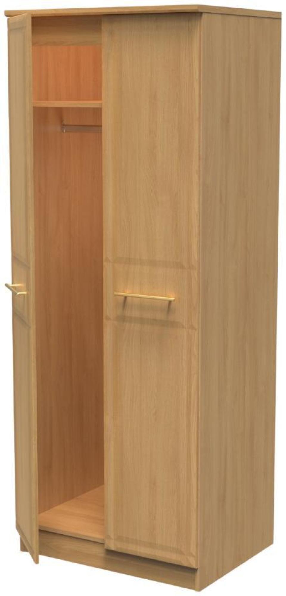 Product photograph of Faye Oak Effect 2 Door Plain Tall Wardrobe from Choice Furniture Superstore.