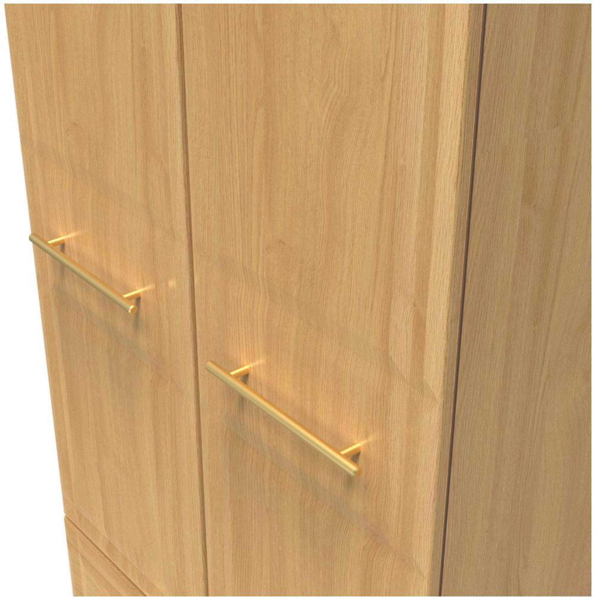 Product photograph of Faye Oak Effect 2 Door 2 Drawer Double Wardrobe from Choice Furniture Superstore.