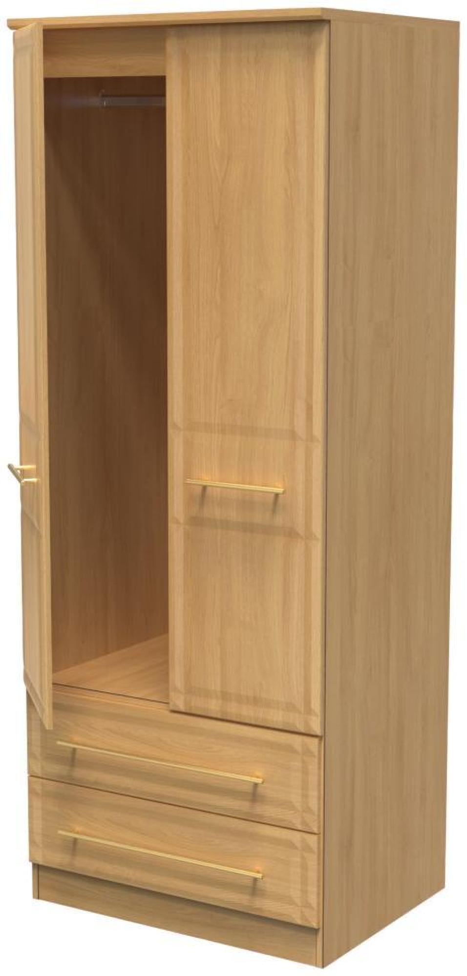 Product photograph of Faye Oak Effect 2 Door 2 Drawer Double Wardrobe from Choice Furniture Superstore.