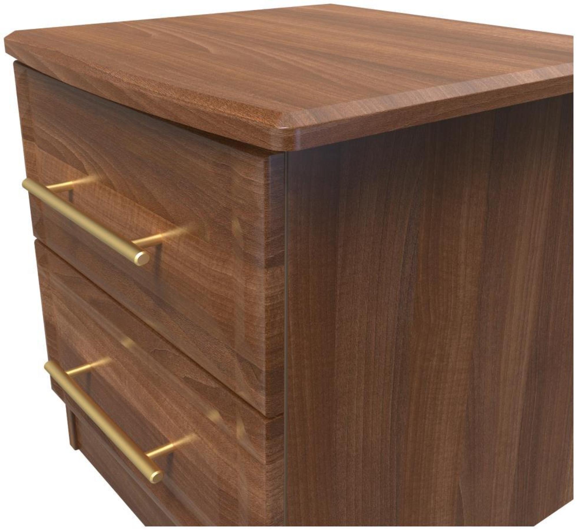 Product photograph of Faye Walnut Effect 2 Drawer Bedside Cabinet from Choice Furniture Superstore.