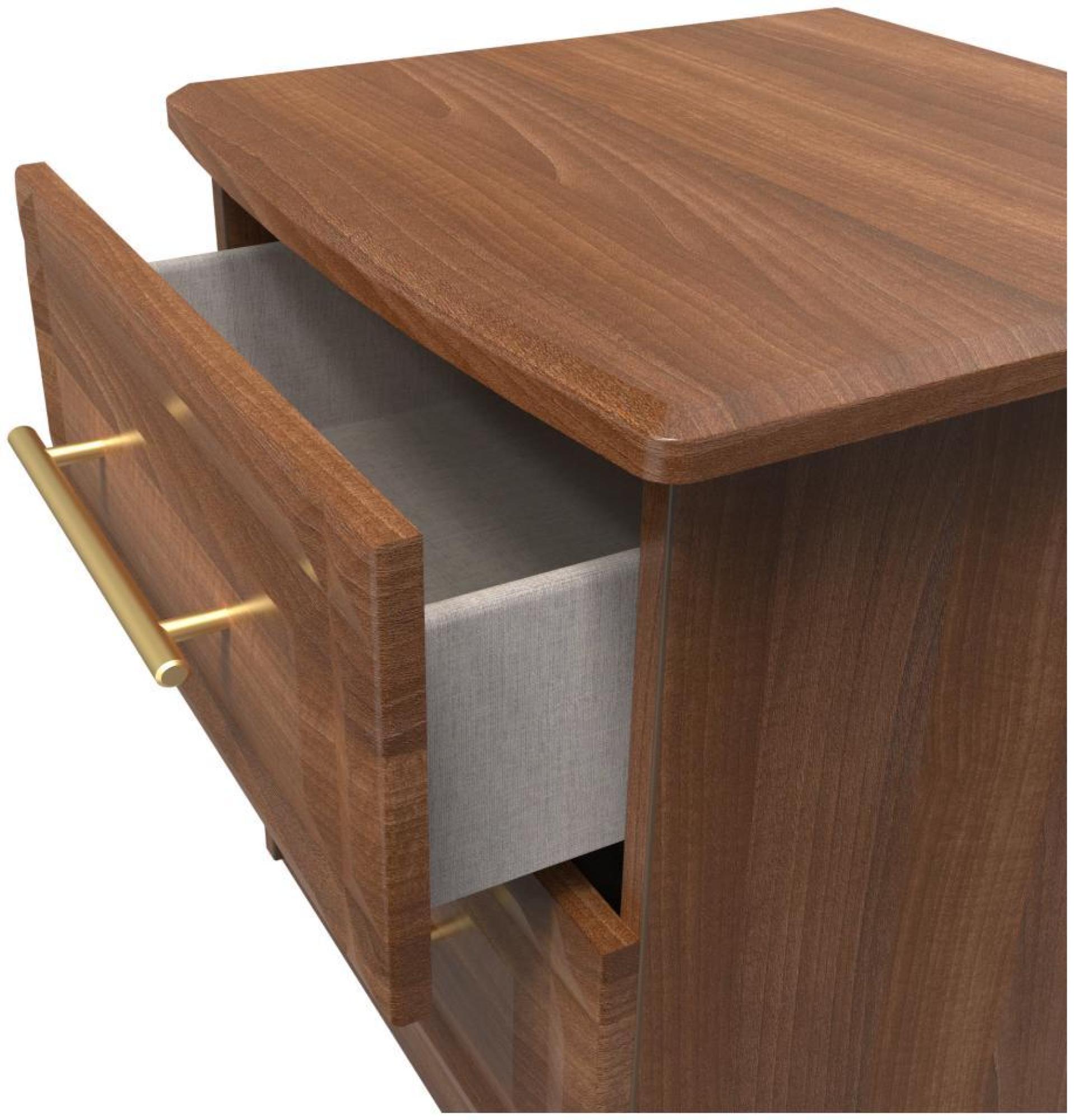 Product photograph of Faye Walnut Effect 2 Drawer Bedside Cabinet from Choice Furniture Superstore.