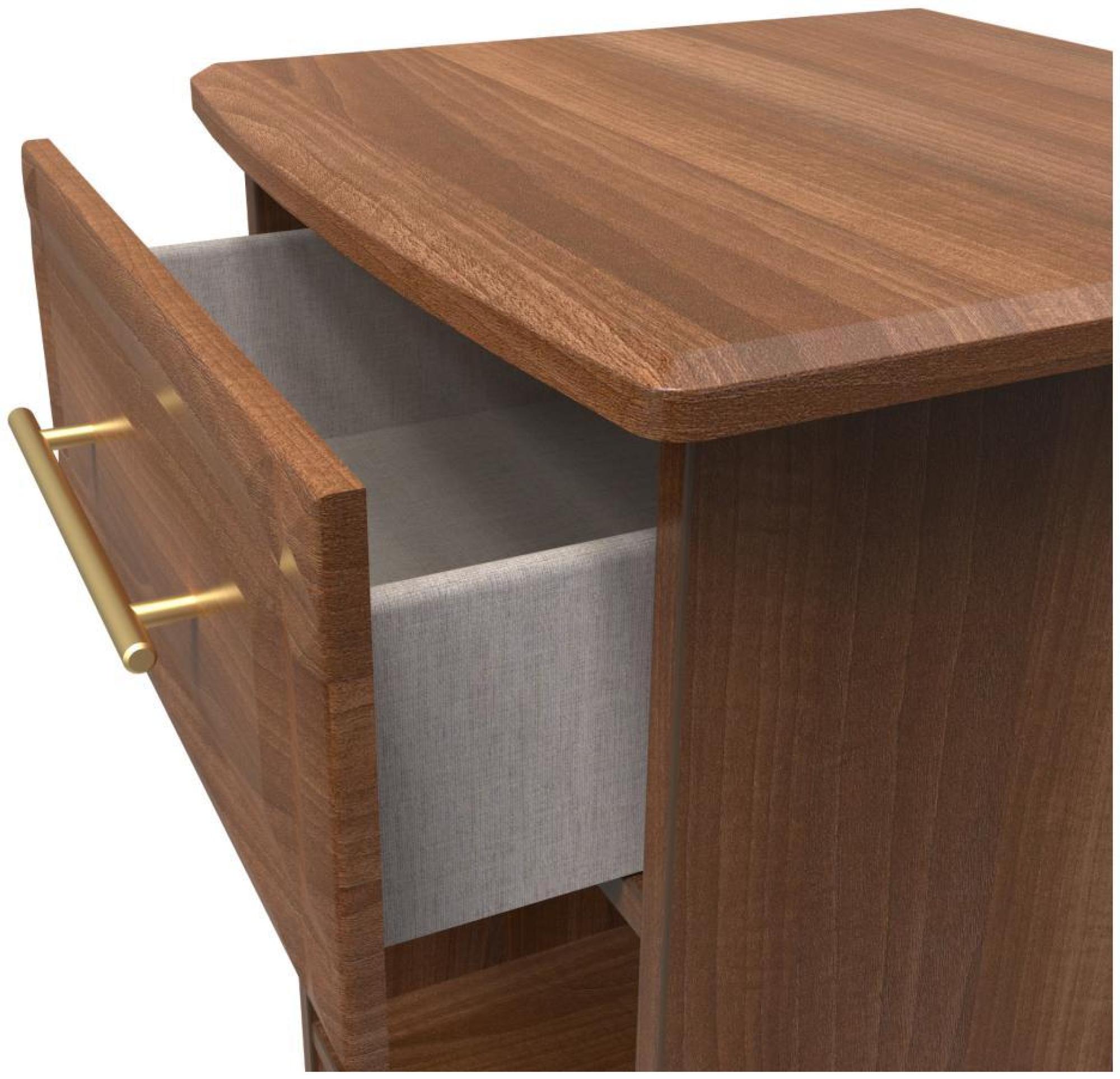 Product photograph of Faye Walnut Effect 1 Drawer Bedside Cabinet from Choice Furniture Superstore.