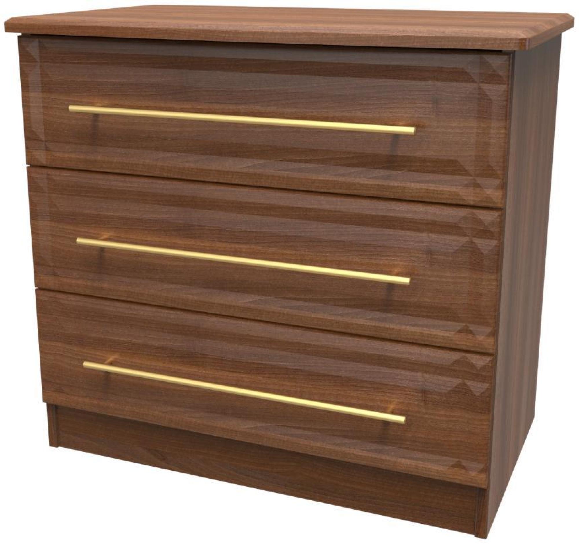 Product photograph of Faye Walnut Effect 3 Drawer Small Chest from Choice Furniture Superstore.