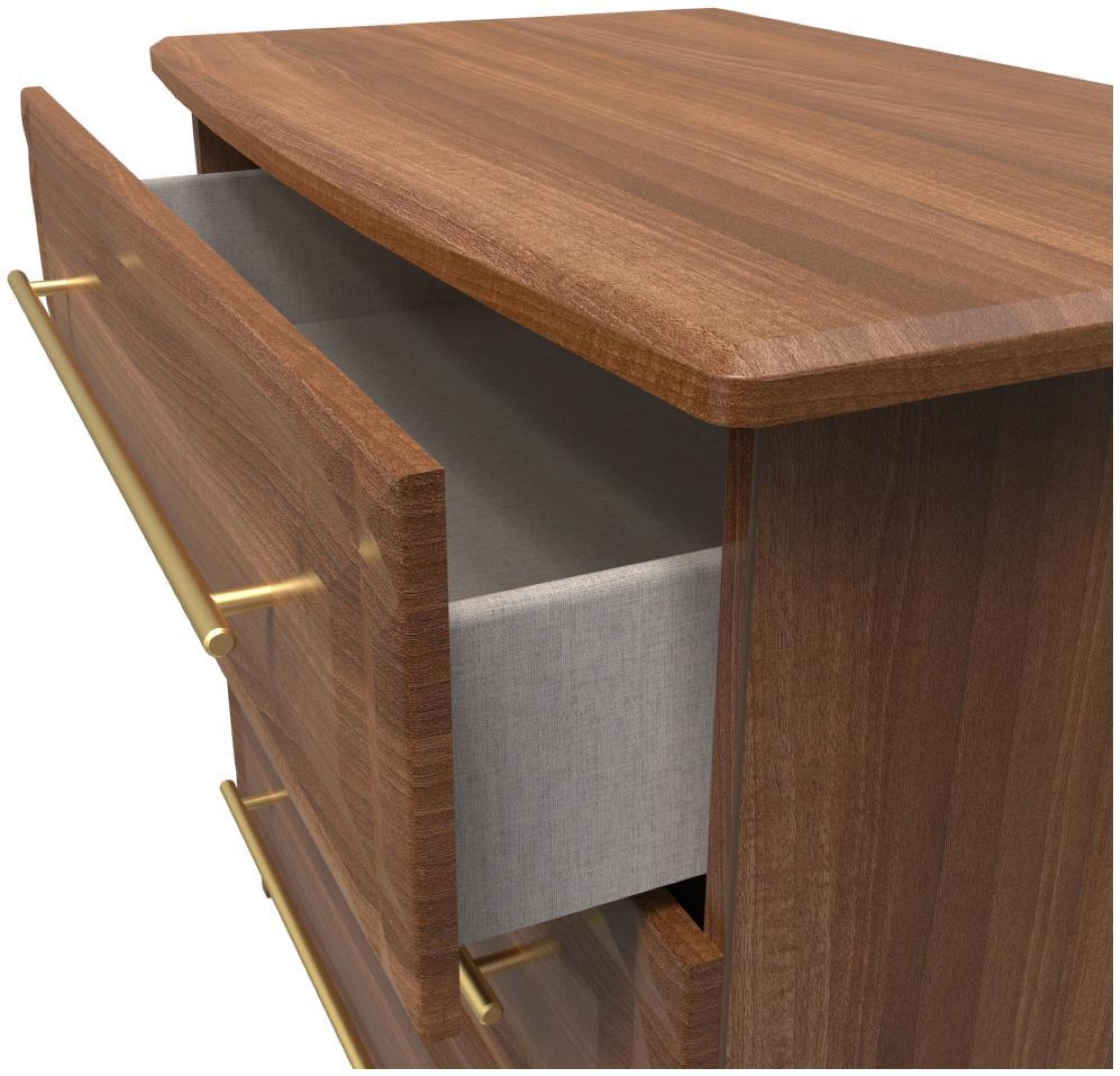 Product photograph of Faye Walnut Effect 3 Drawer Small Chest from Choice Furniture Superstore.