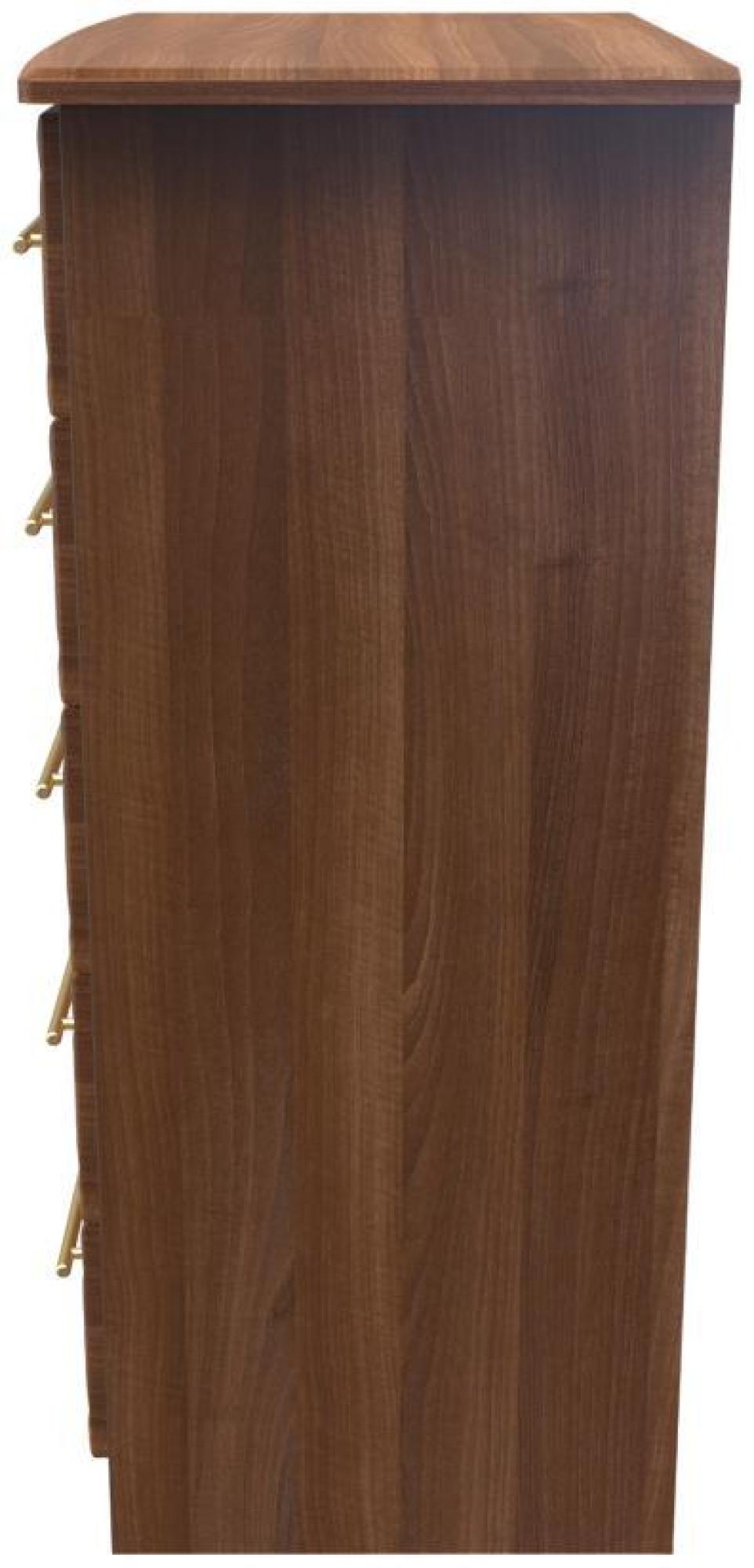 Product photograph of Faye Walnut Effect 5 Drawer Chest from Choice Furniture Superstore.