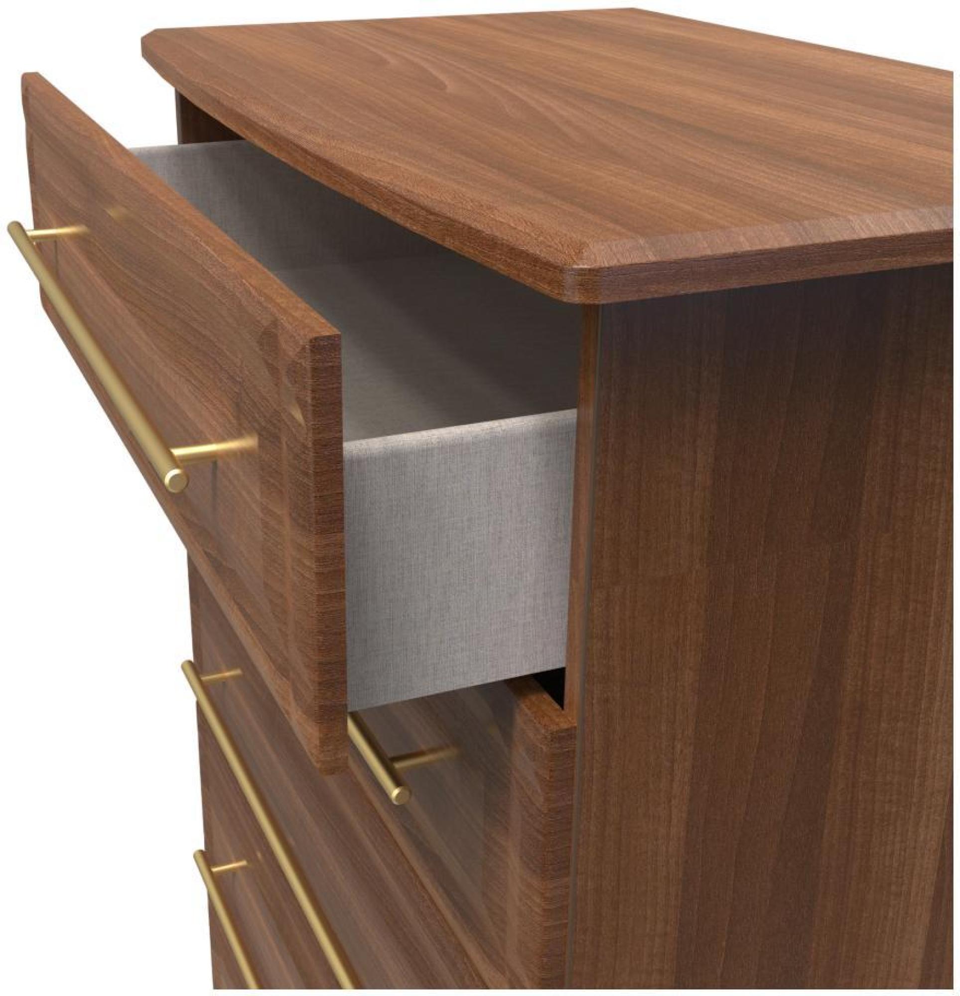 Product photograph of Faye Walnut Effect 5 Drawer Chest from Choice Furniture Superstore.