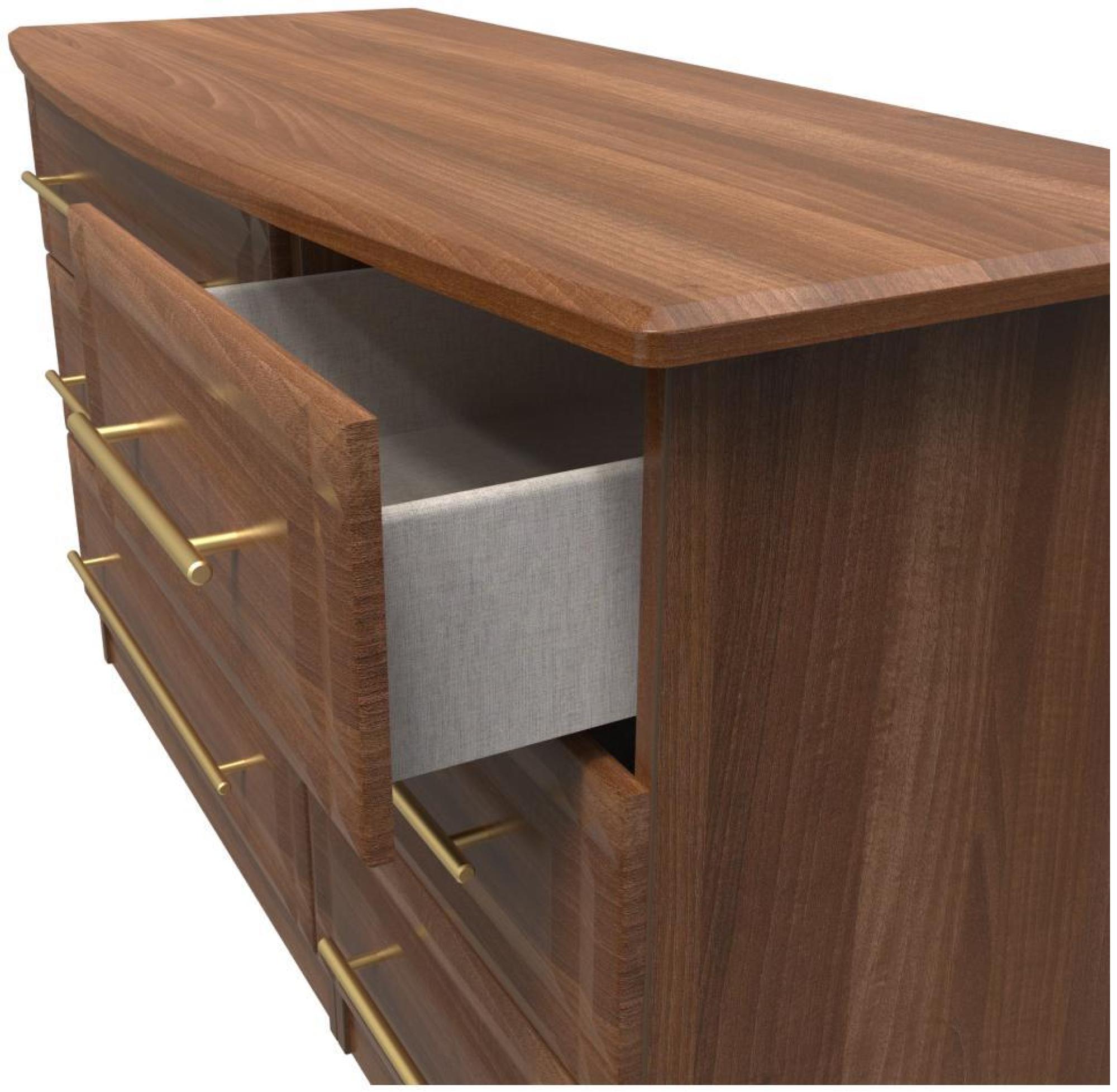 Product photograph of Faye Walnut Effect 6 Drawer Midi Dresser from Choice Furniture Superstore.