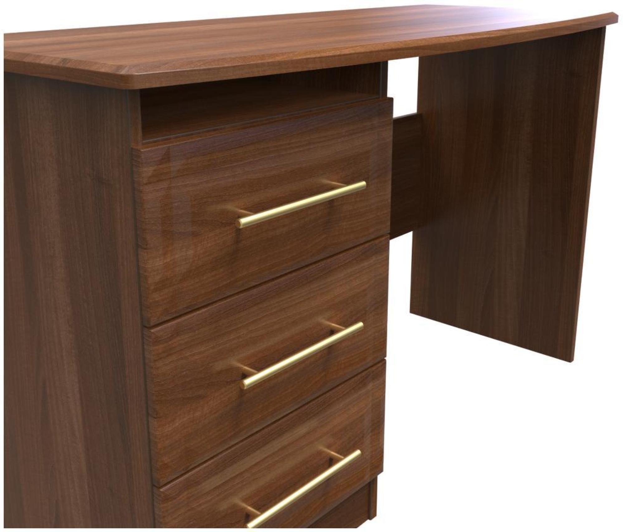 Product photograph of Faye Walnut Effect 3 Drawer Desk from Choice Furniture Superstore.
