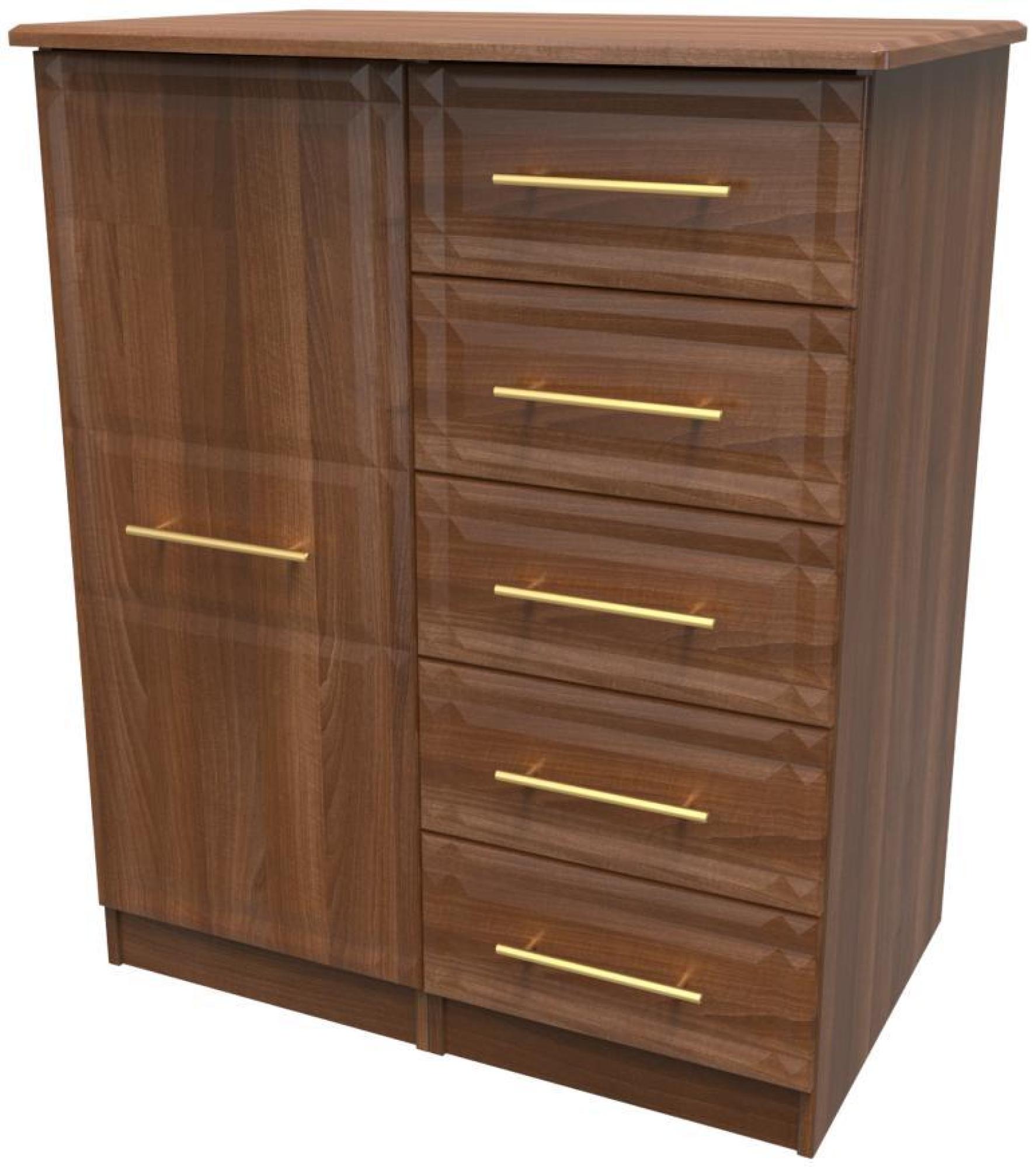 Product photograph of Faye Walnut Effect 1 Door Midi Wardrobe from Choice Furniture Superstore.