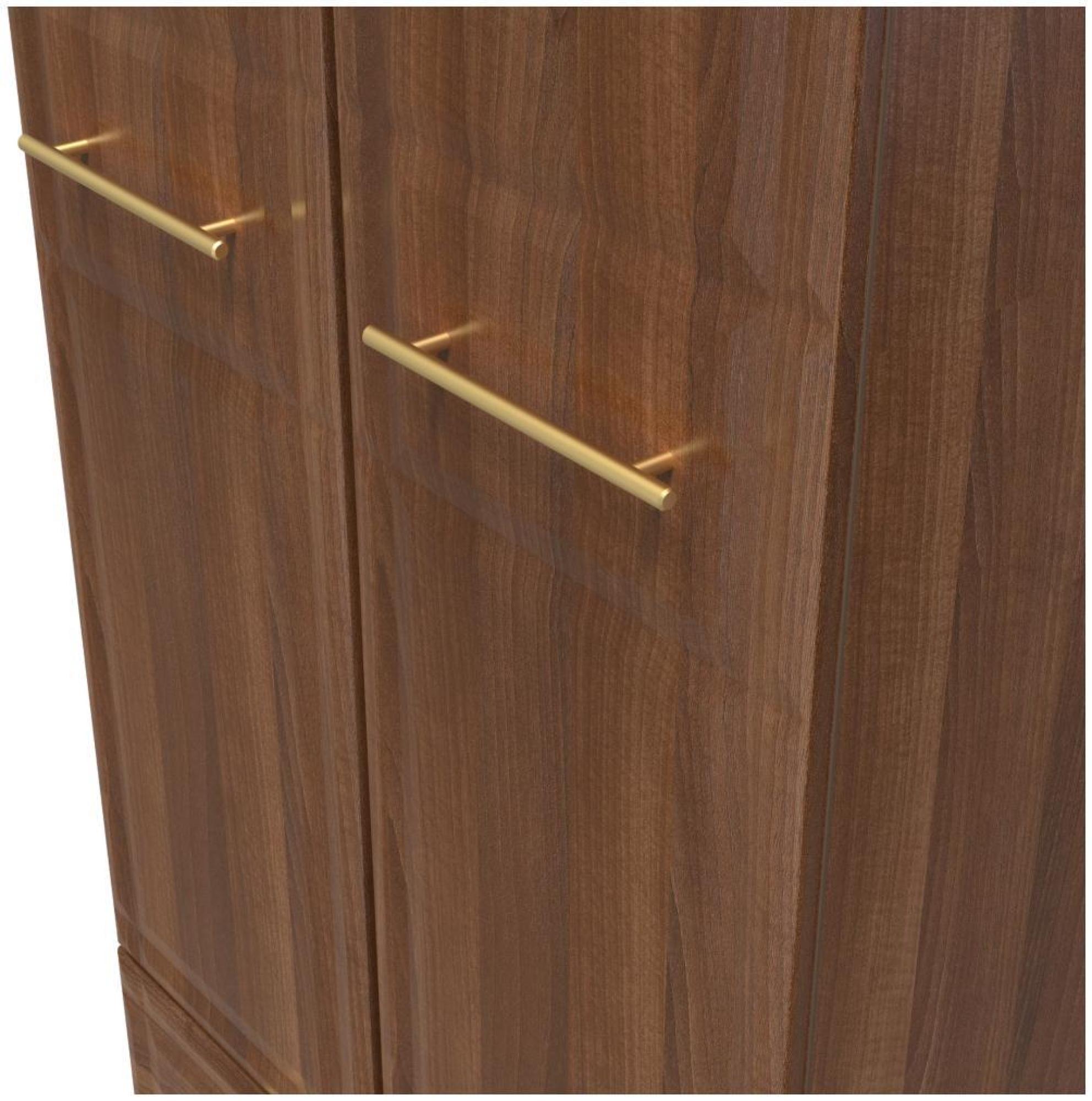 Product photograph of Faye Walnut Effect 2 Door 2 Drawer Double Wardrobe from Choice Furniture Superstore.