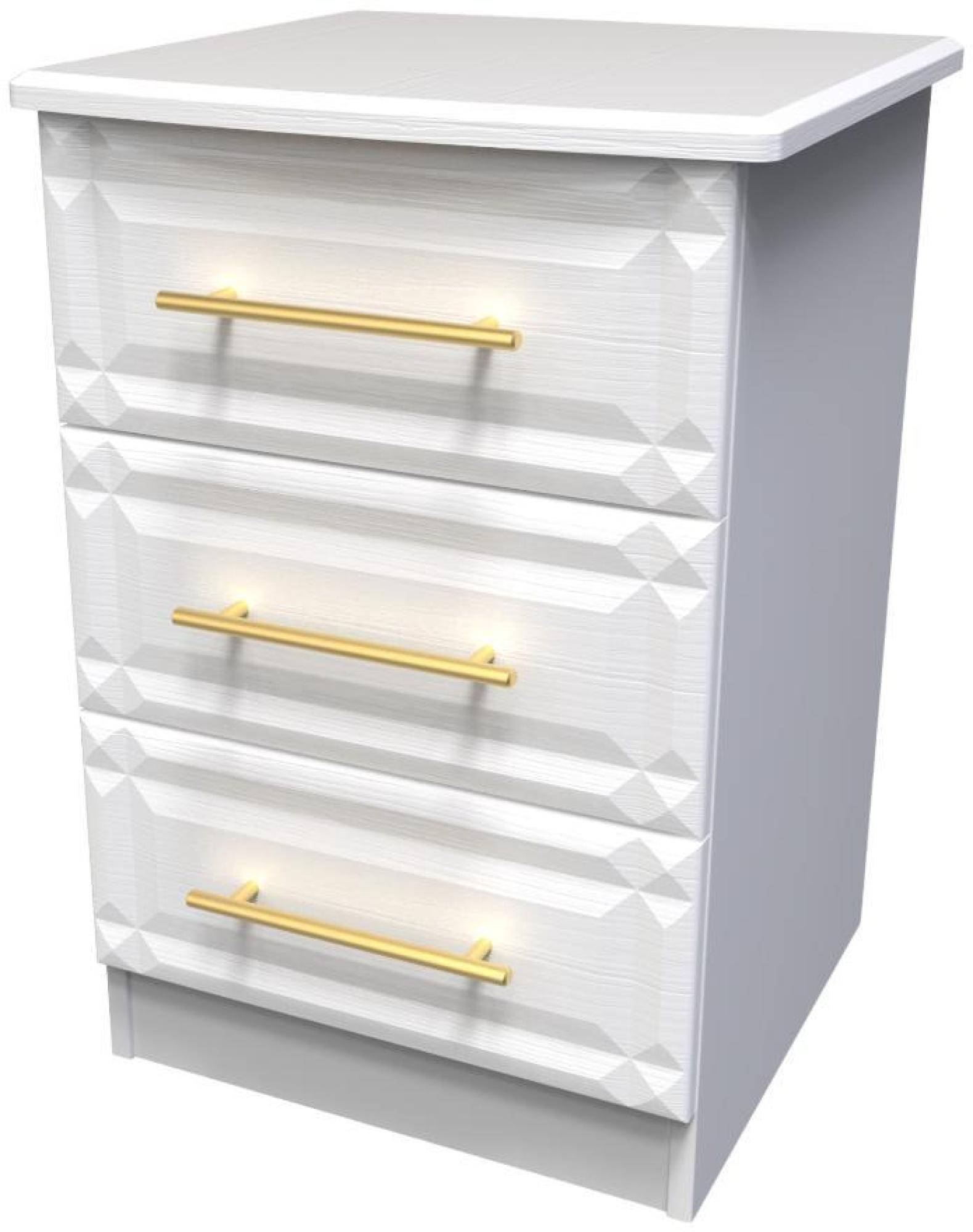 Product photograph of Faye White 3 Drawer Beside Cabinet from Choice Furniture Superstore.