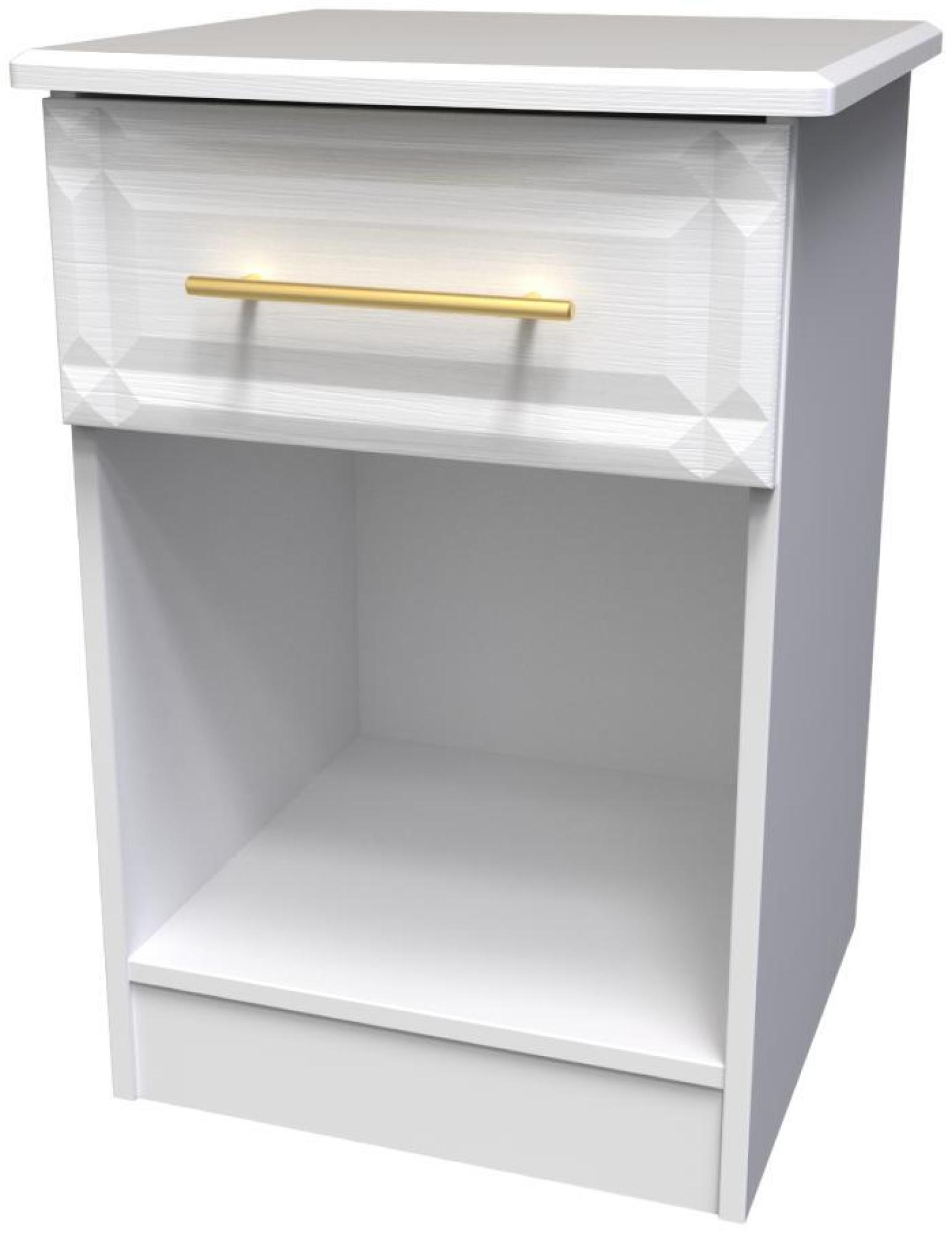 Product photograph of Faye White 1 Drawer Bedside Cabinet from Choice Furniture Superstore.