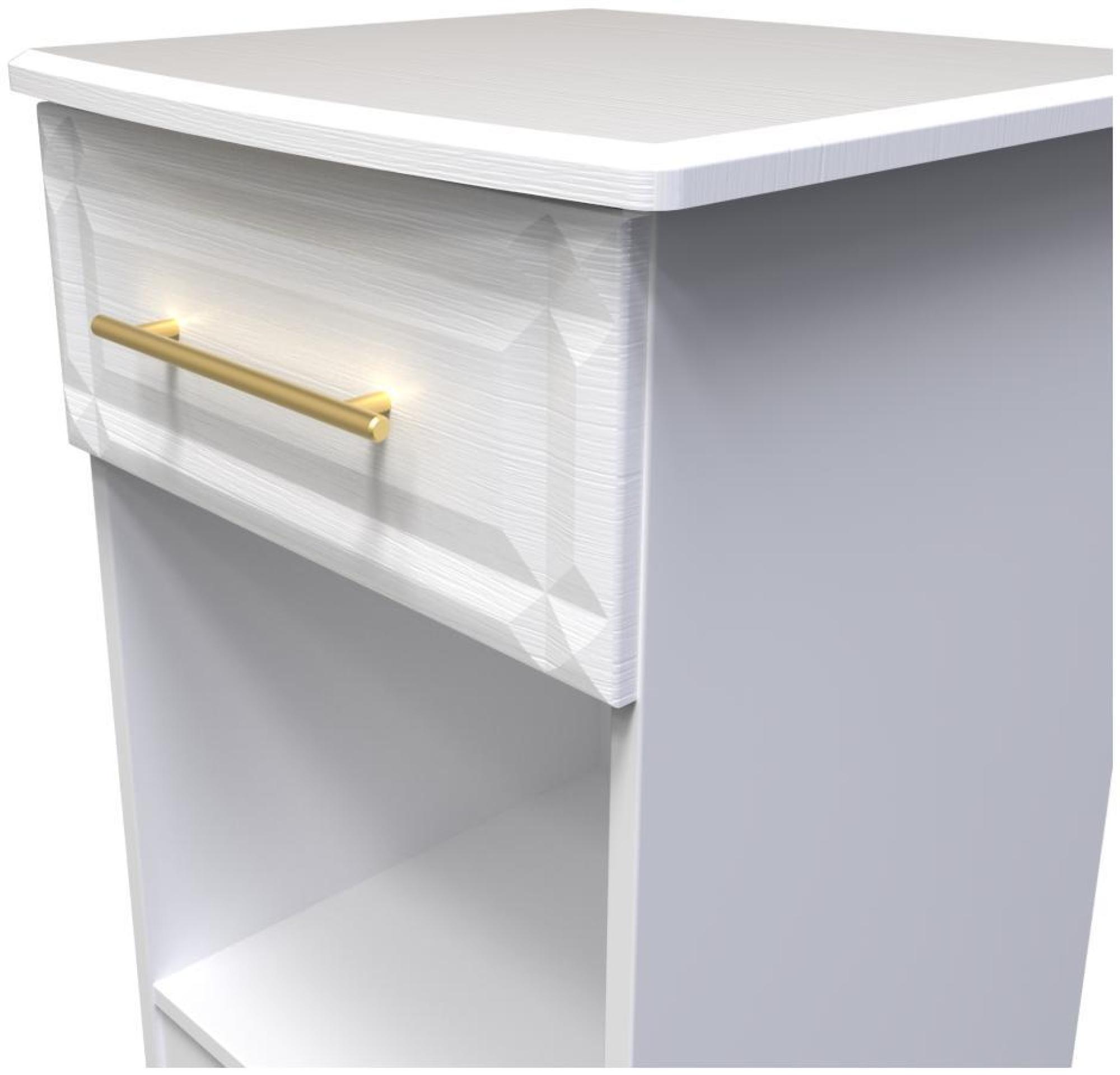 Product photograph of Faye White 1 Drawer Bedside Cabinet from Choice Furniture Superstore.