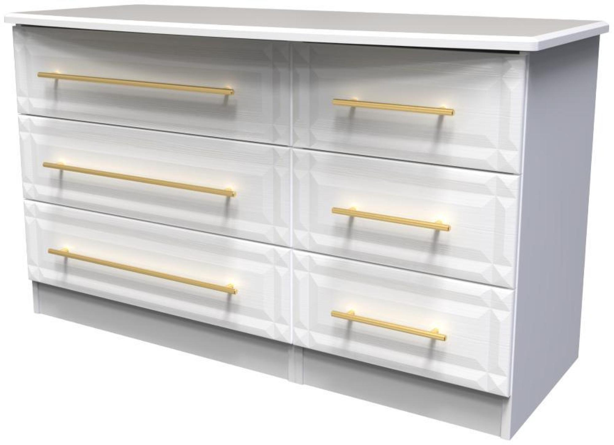 Product photograph of Faye White 6 Drawer Midi Dresser from Choice Furniture Superstore.