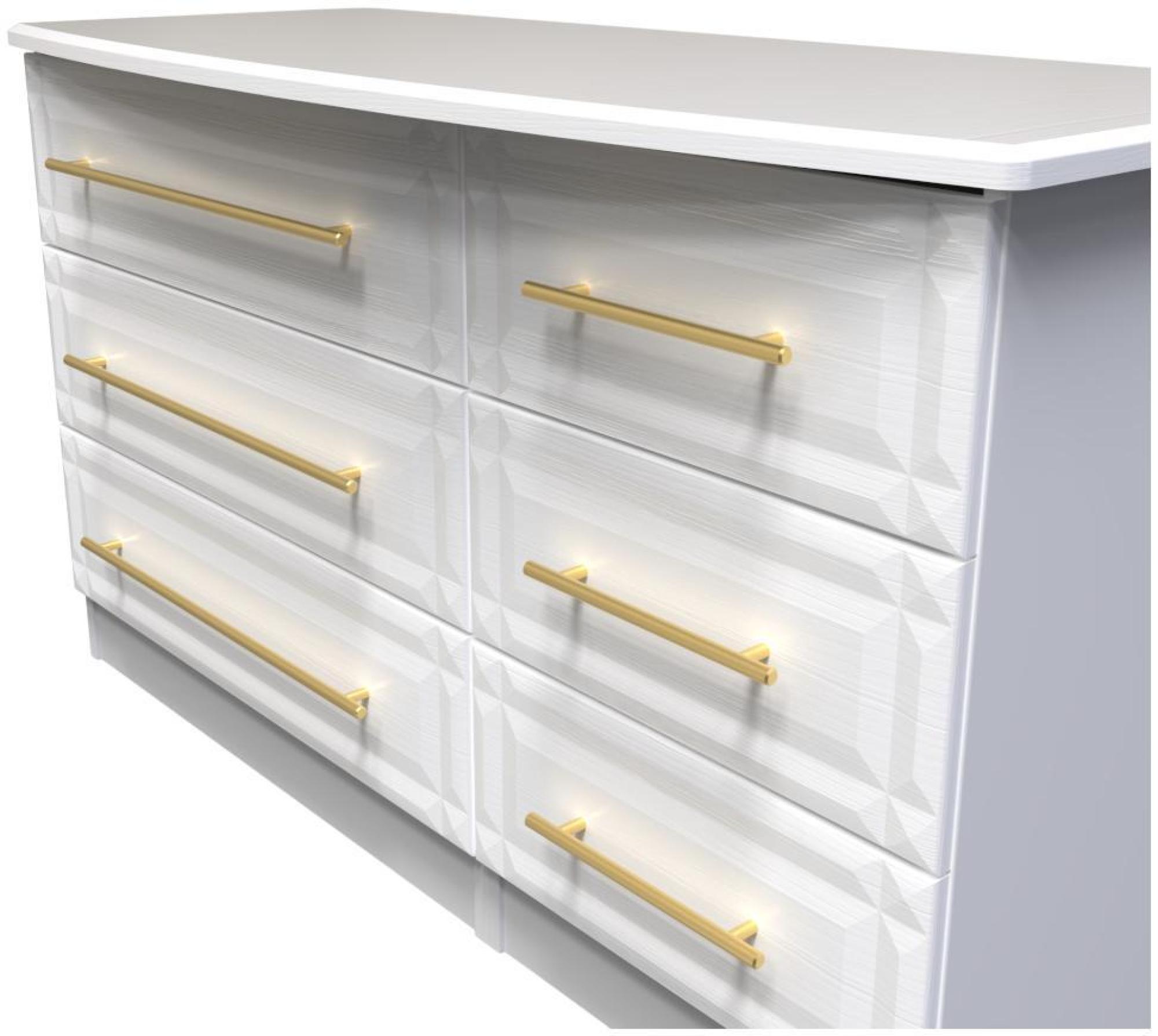 Product photograph of Faye White 6 Drawer Midi Dresser from Choice Furniture Superstore.