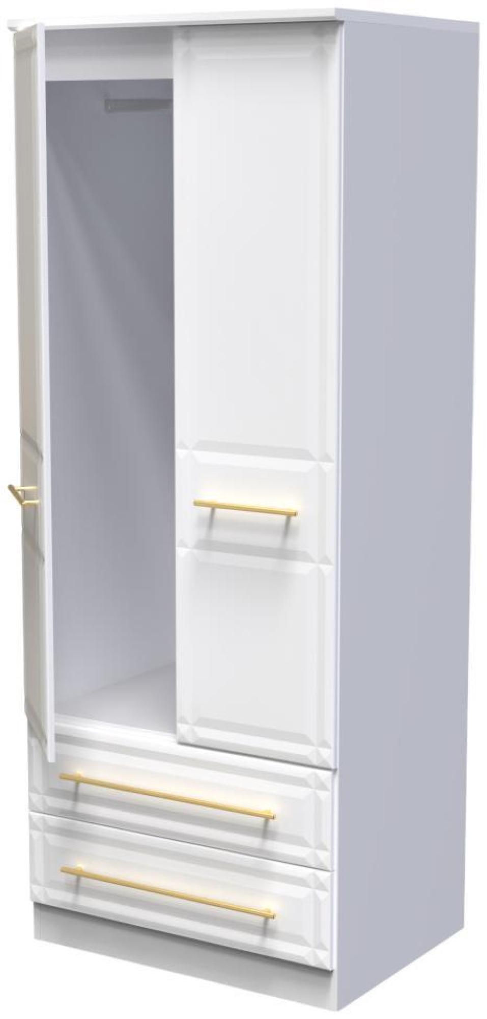 Product photograph of Faye White 2 Door 2 Drawer Double Wardrobe from Choice Furniture Superstore.