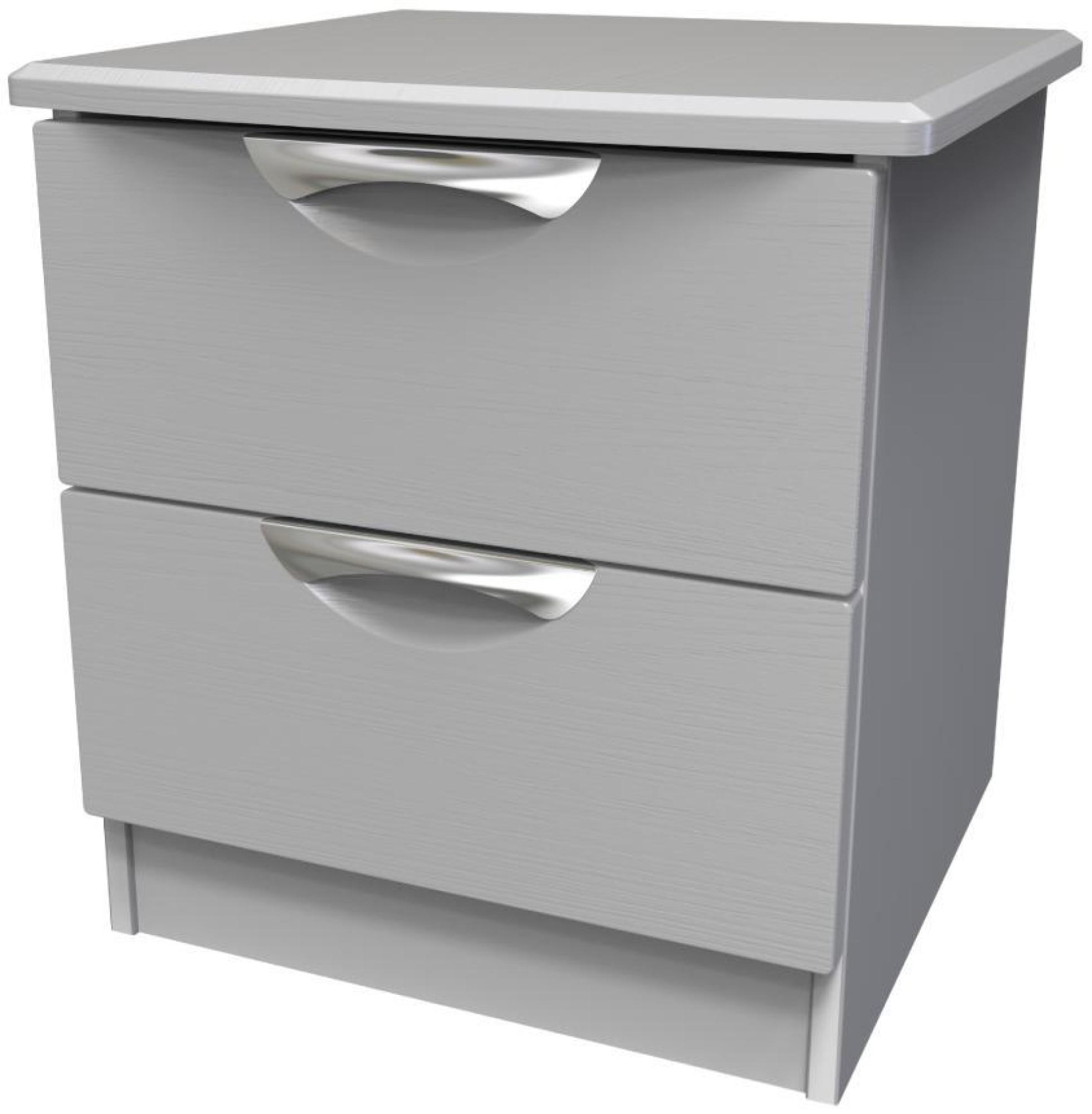Product photograph of Flora Grey Ash 2 Drawer Bedside Cabinet from Choice Furniture Superstore.