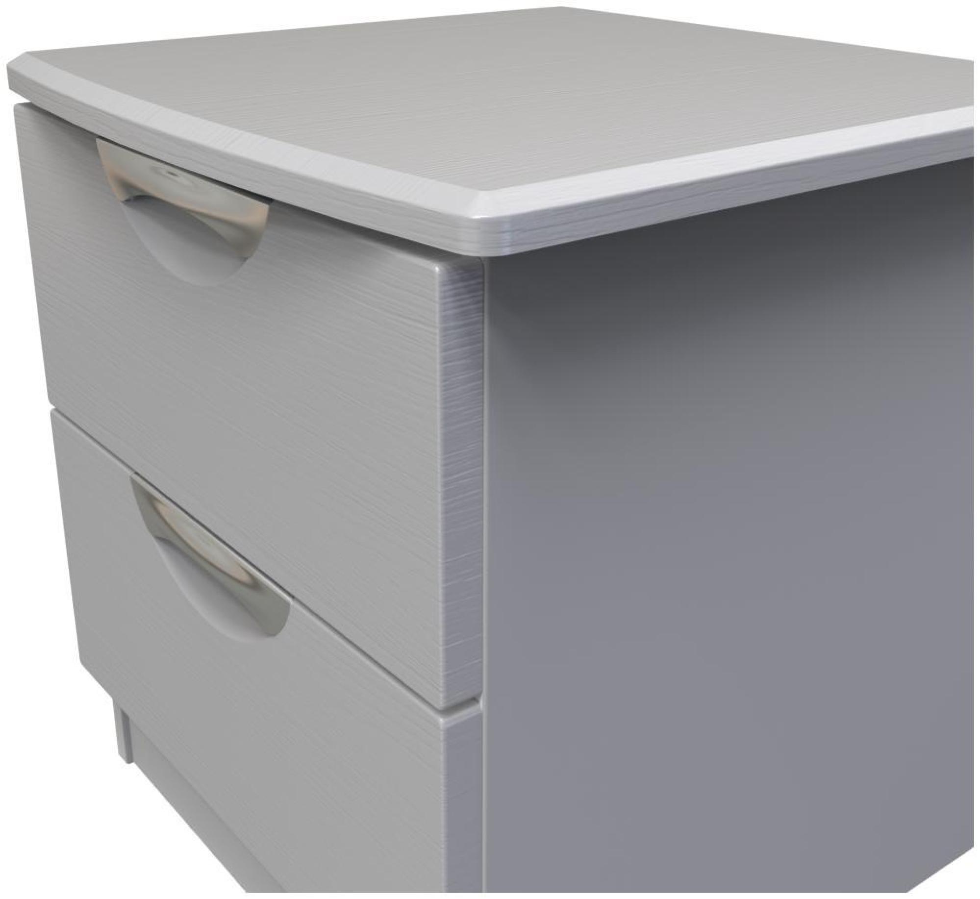 Product photograph of Flora Grey Ash 2 Drawer Bedside Cabinet from Choice Furniture Superstore.