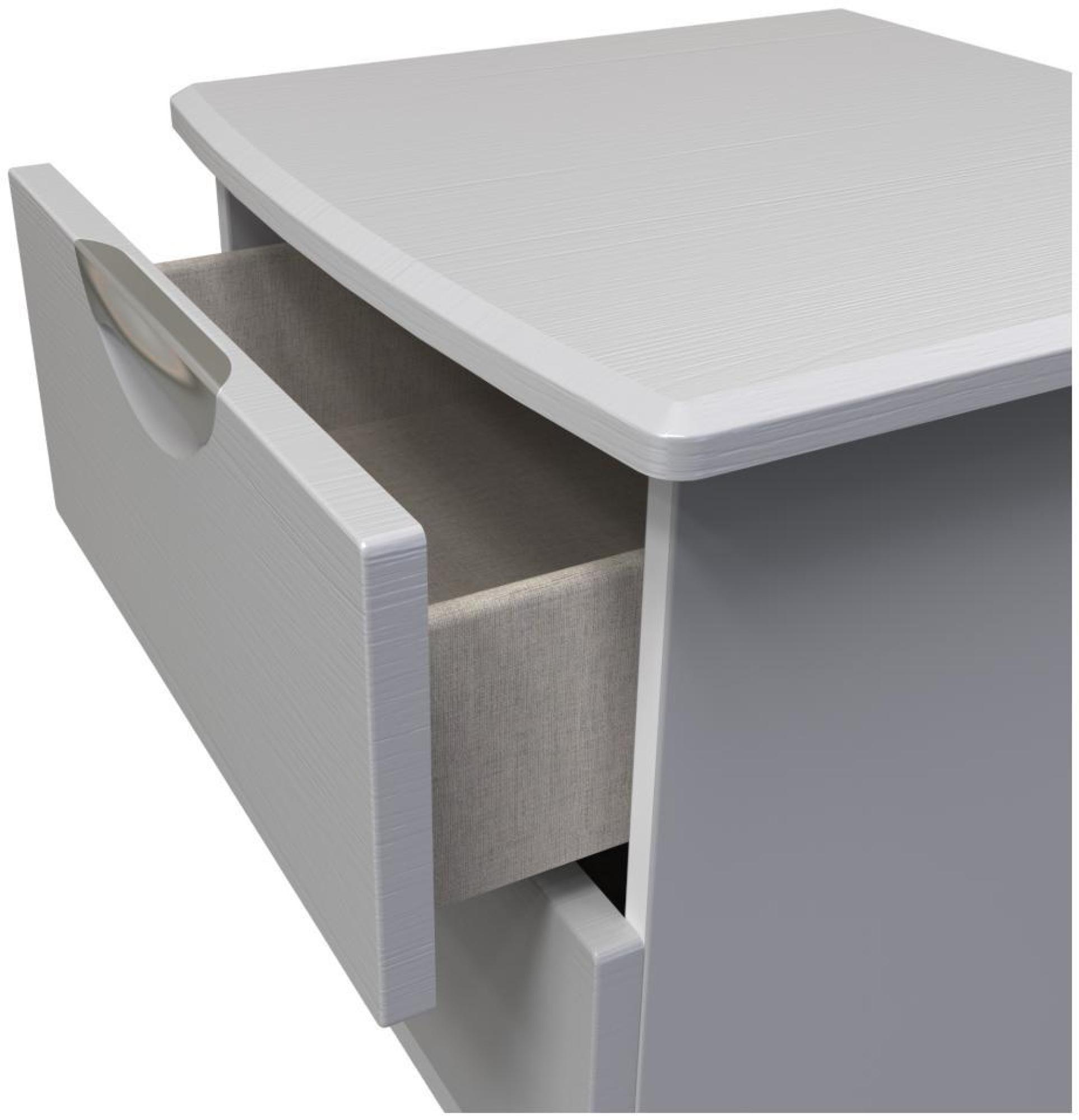 Product photograph of Flora Grey Ash 2 Drawer Bedside Cabinet from Choice Furniture Superstore.