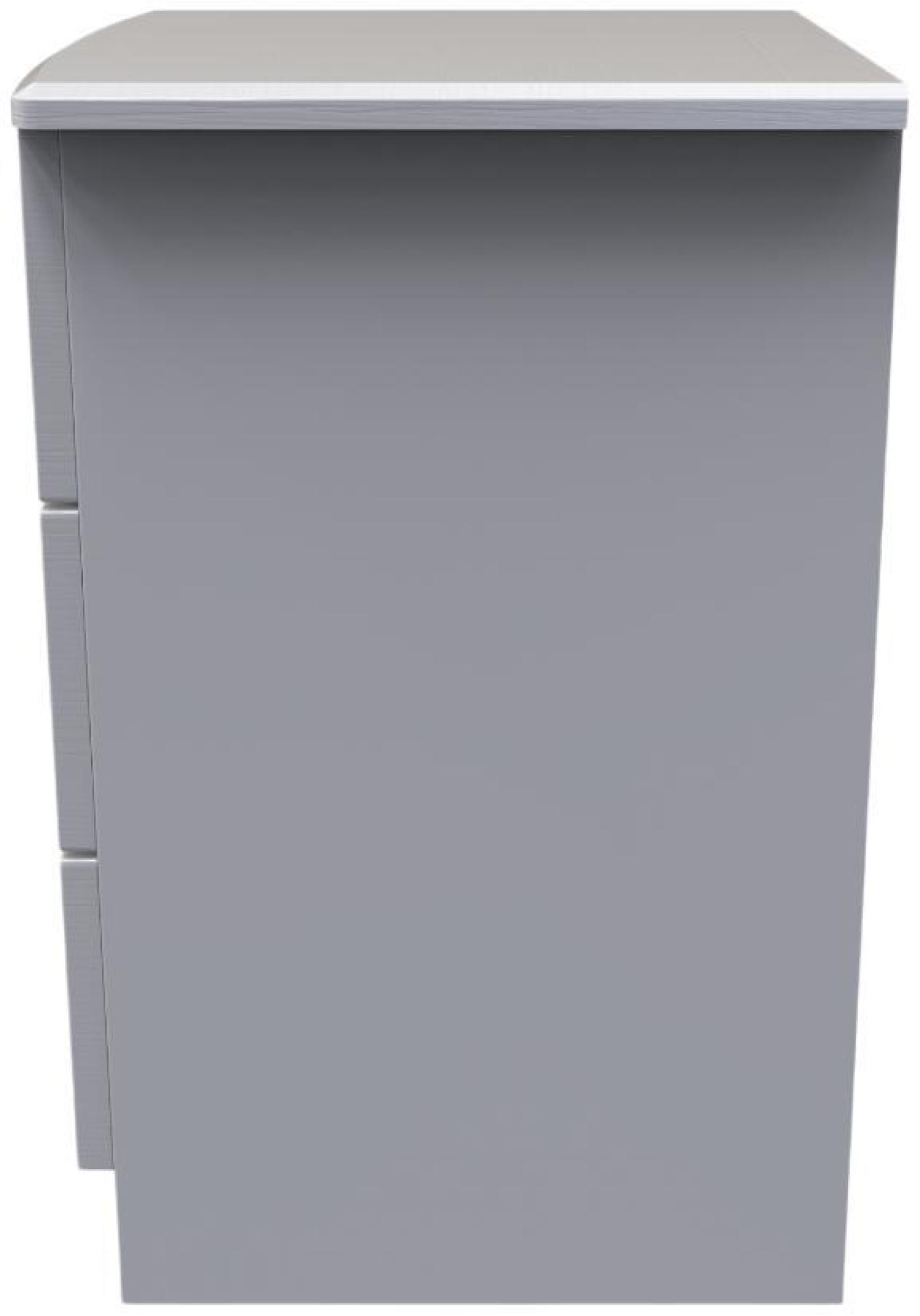 Product photograph of Flora Grey Ash 3 Drawer Beside Cabinet from Choice Furniture Superstore.