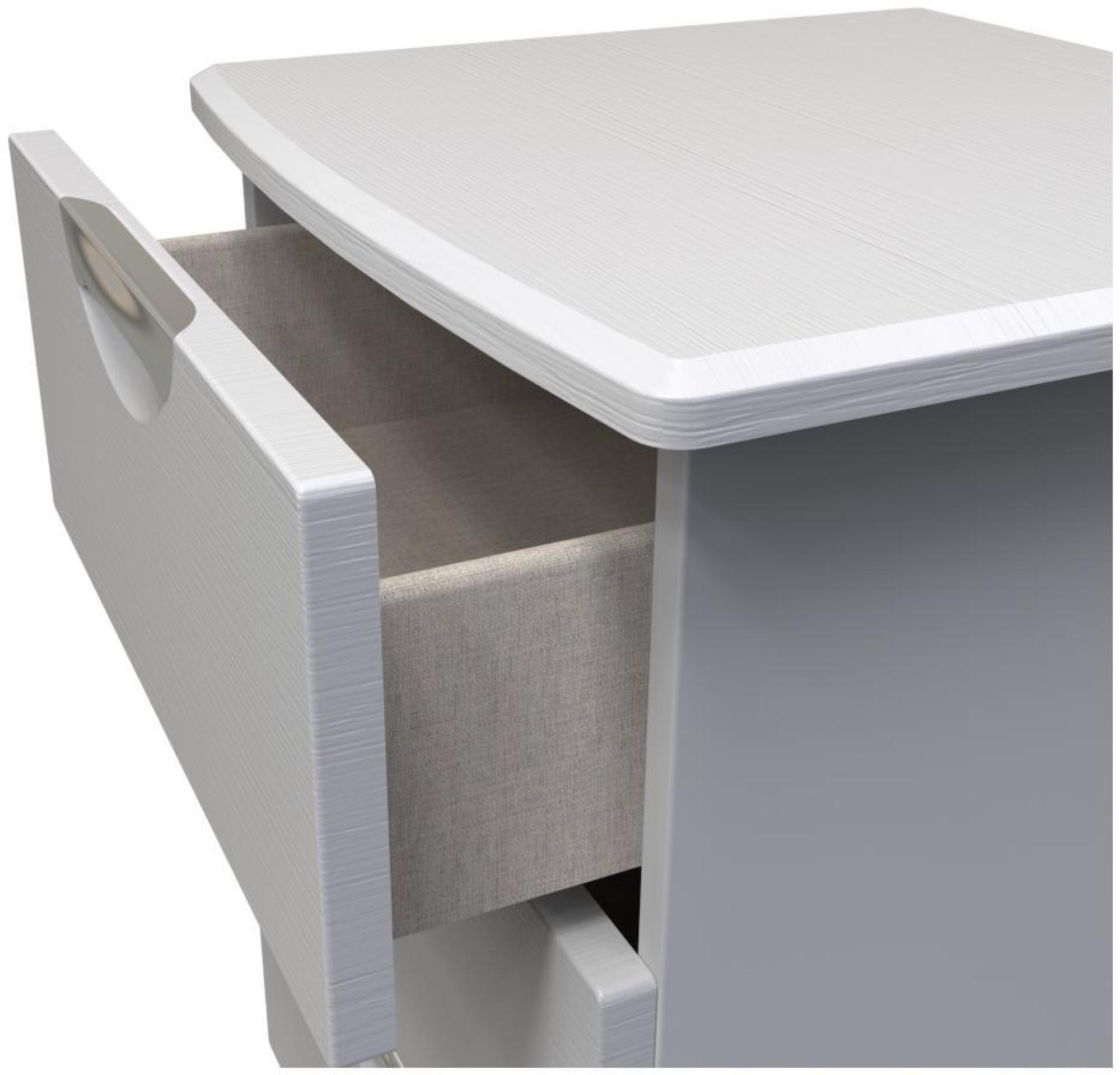 Product photograph of Flora Grey Ash 3 Drawer Beside Cabinet from Choice Furniture Superstore.