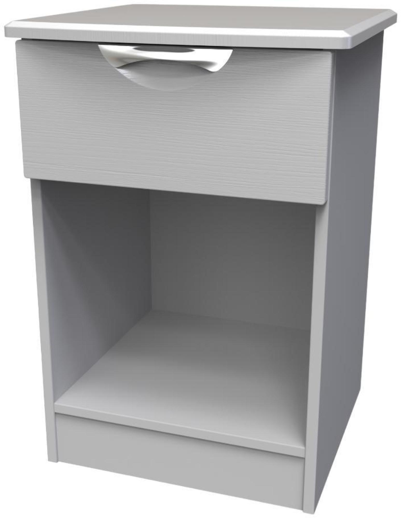 Product photograph of Flora Grey Ash 1 Drawer Bedside Cabinet from Choice Furniture Superstore.