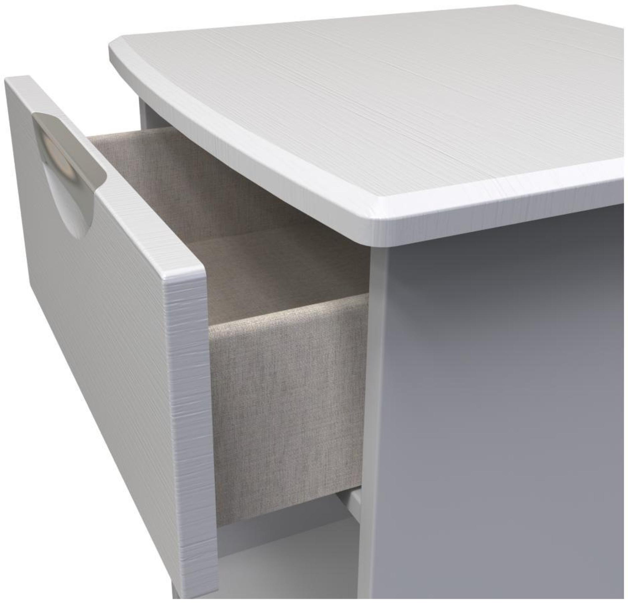 Product photograph of Flora Grey Ash 1 Drawer Bedside Cabinet from Choice Furniture Superstore.