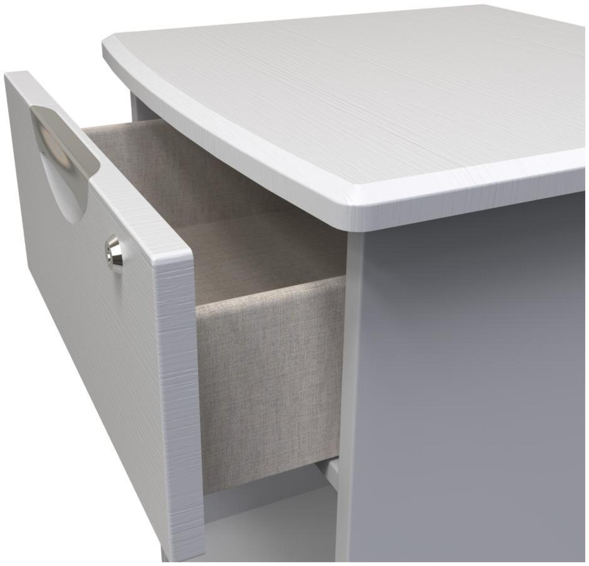 Product photograph of Flora Grey Ash 1 Drawer Bedside Table With Lock from Choice Furniture Superstore.