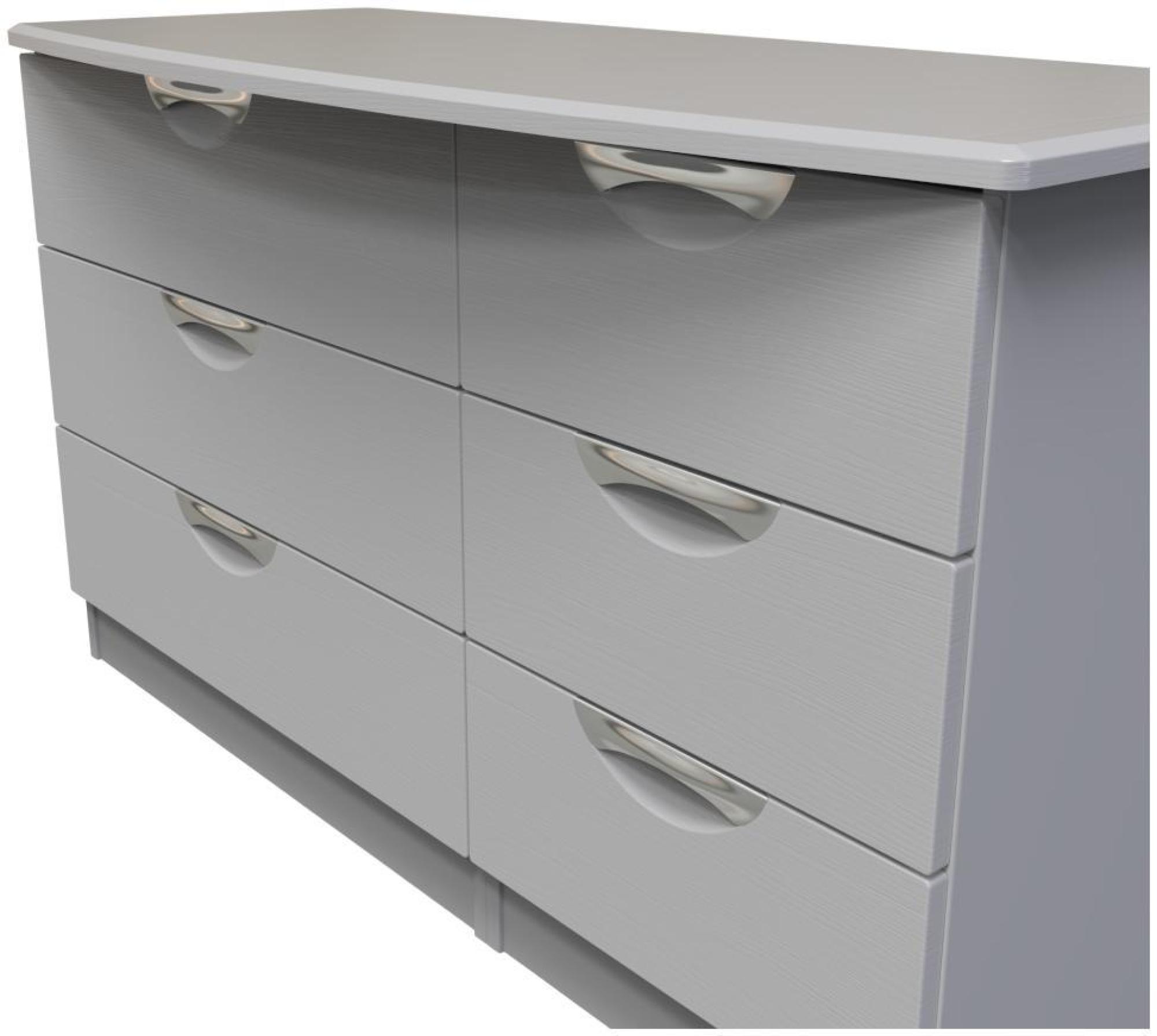 Product photograph of Flora Grey Ash 6 Drawer Midi Dresser from Choice Furniture Superstore.