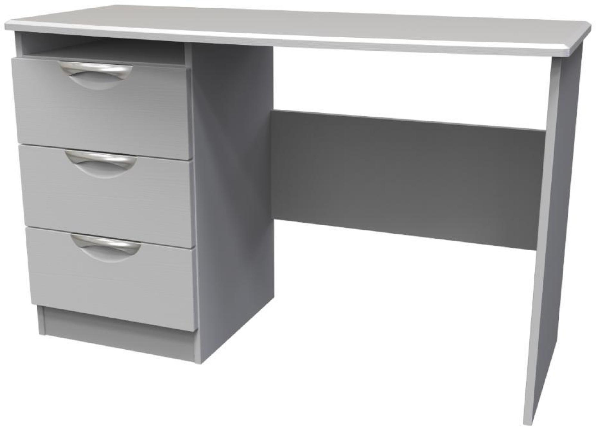 Product photograph of Flora Grey Ash 3 Drawer Desk from Choice Furniture Superstore.