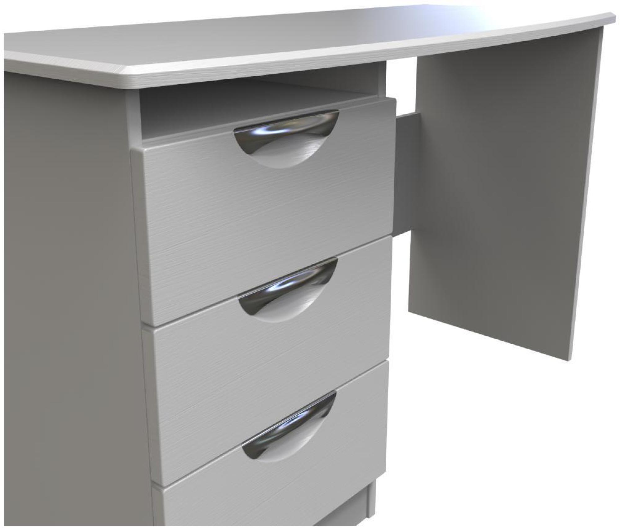 Product photograph of Flora Grey Ash 3 Drawer Desk from Choice Furniture Superstore.